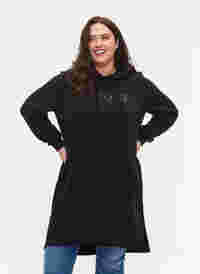 Robe-pull avec capuche et fente, Black, Model