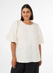 Blouse en jacquard avec des manches bouffantes et une coupe &eacute;vas&eacute;e, Vanille, Model image number 0