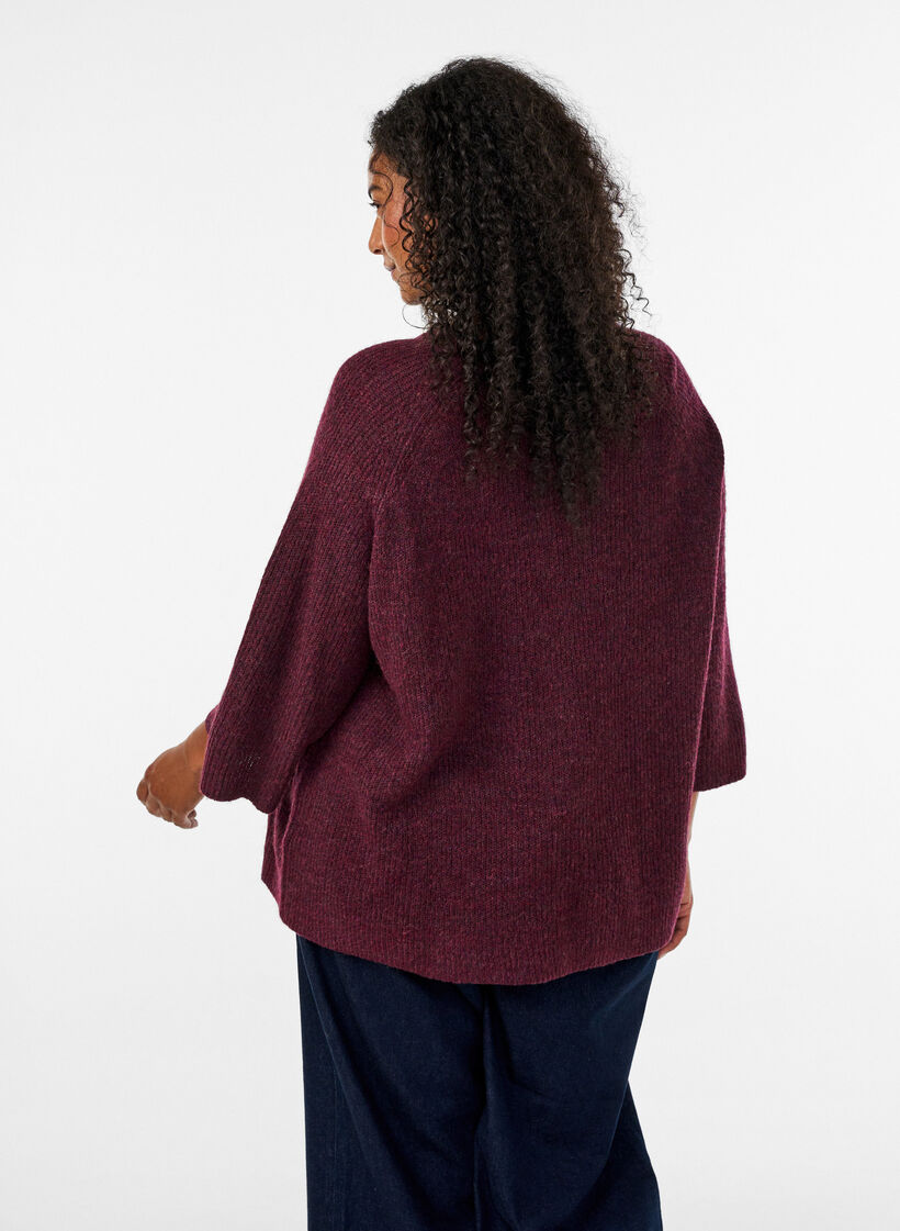 Pull c&ocirc;tel&eacute; &agrave; manches 3/4, Bordeaux, Model image number 2