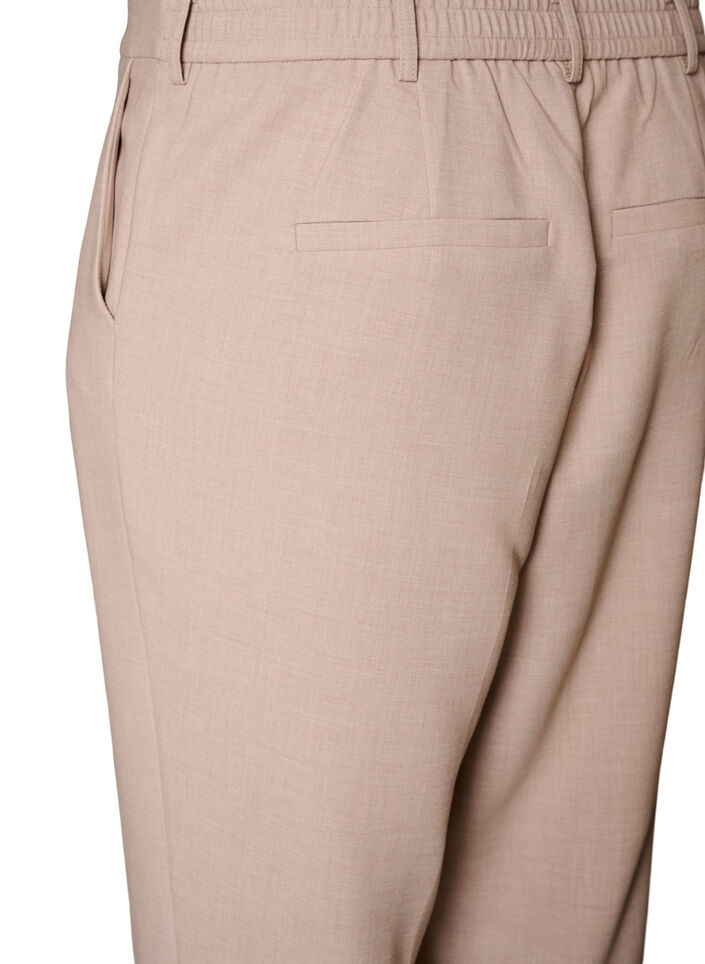 Op maat gemaakte broek met een hoge taille en straight-fit, Beige, Packshot