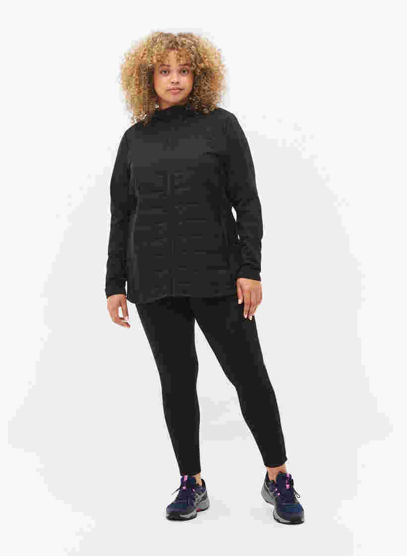 Sportief vest met quilt en capuchon, Black, Model image number 2
