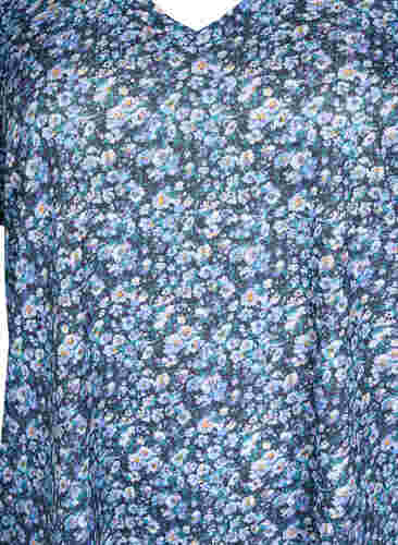 FLASH - Bedrukt t-shirt met v-hals, Blue Green Ditsy, Packshot image number 2