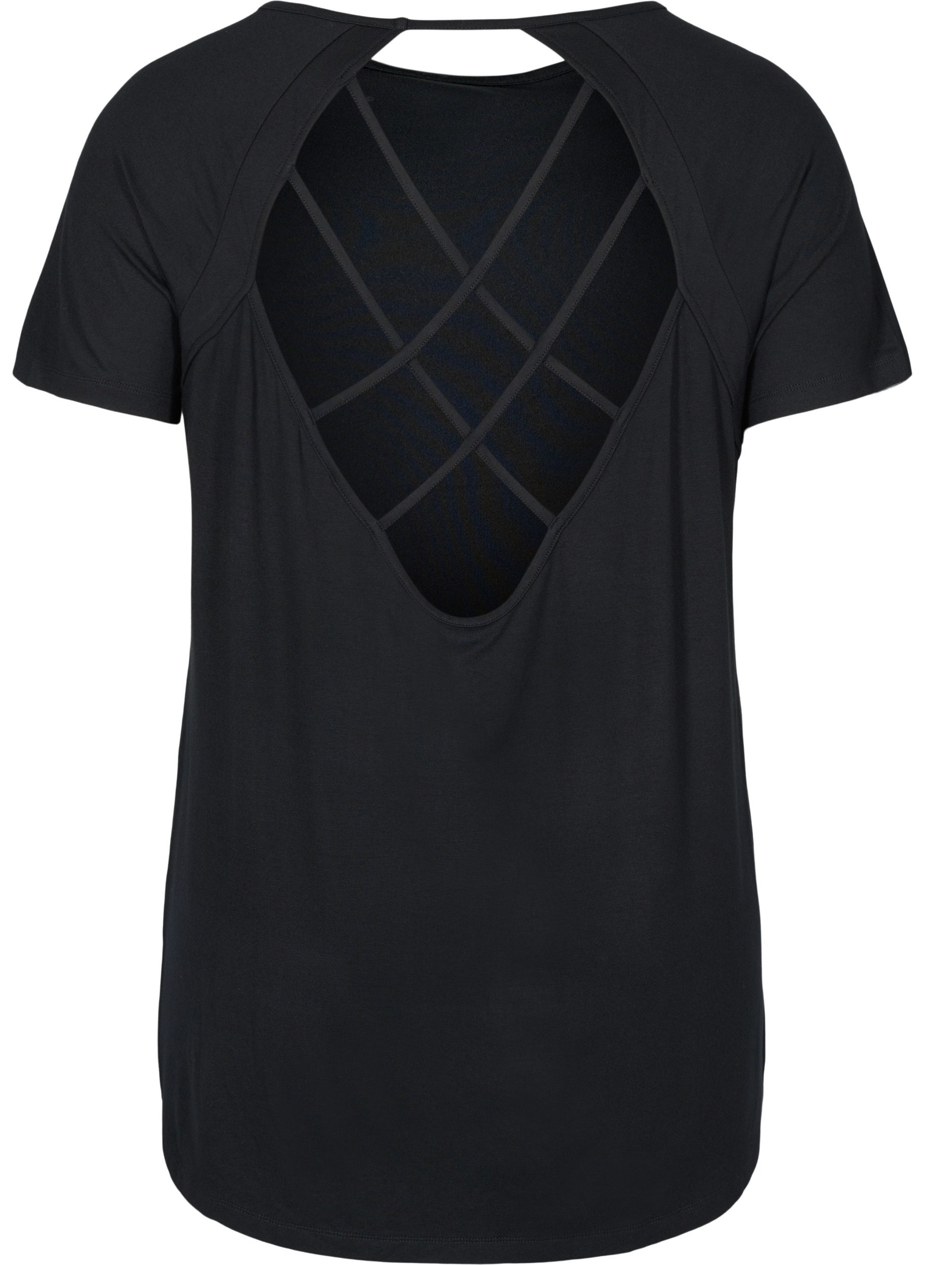T-shirt de sport en viscose avec un décolleté au dos., Black, Packshot image number 1