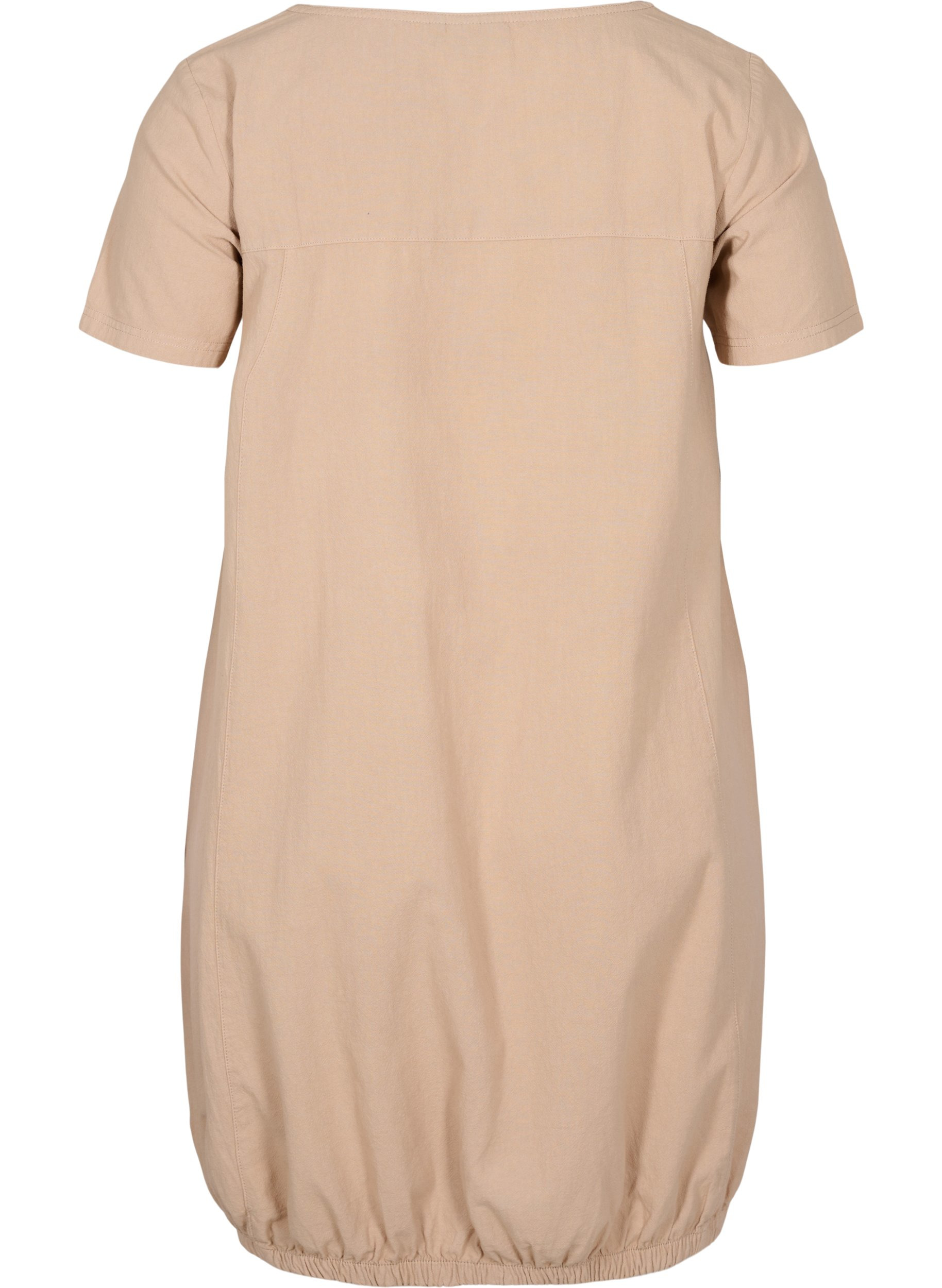 Katoenen jurk met korte mouwen, Light Taupe, Packshot image number 1