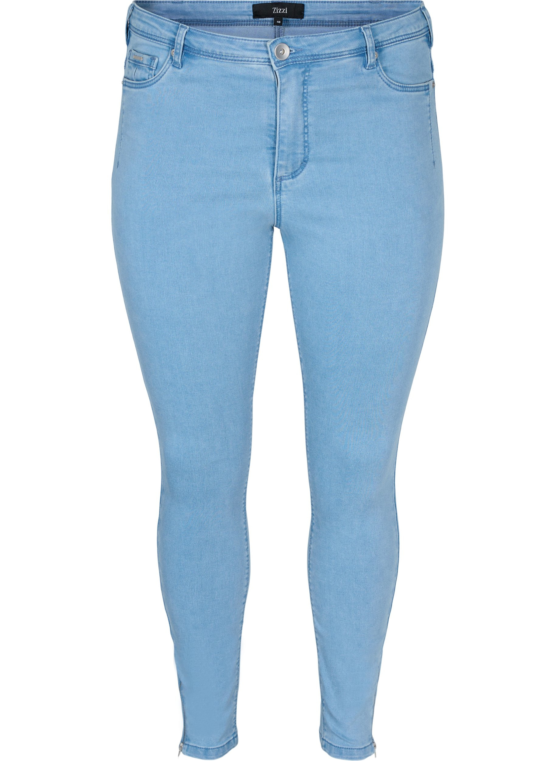 Cropped Amy jeans met rits, Light blue denim, Packshot image number 0