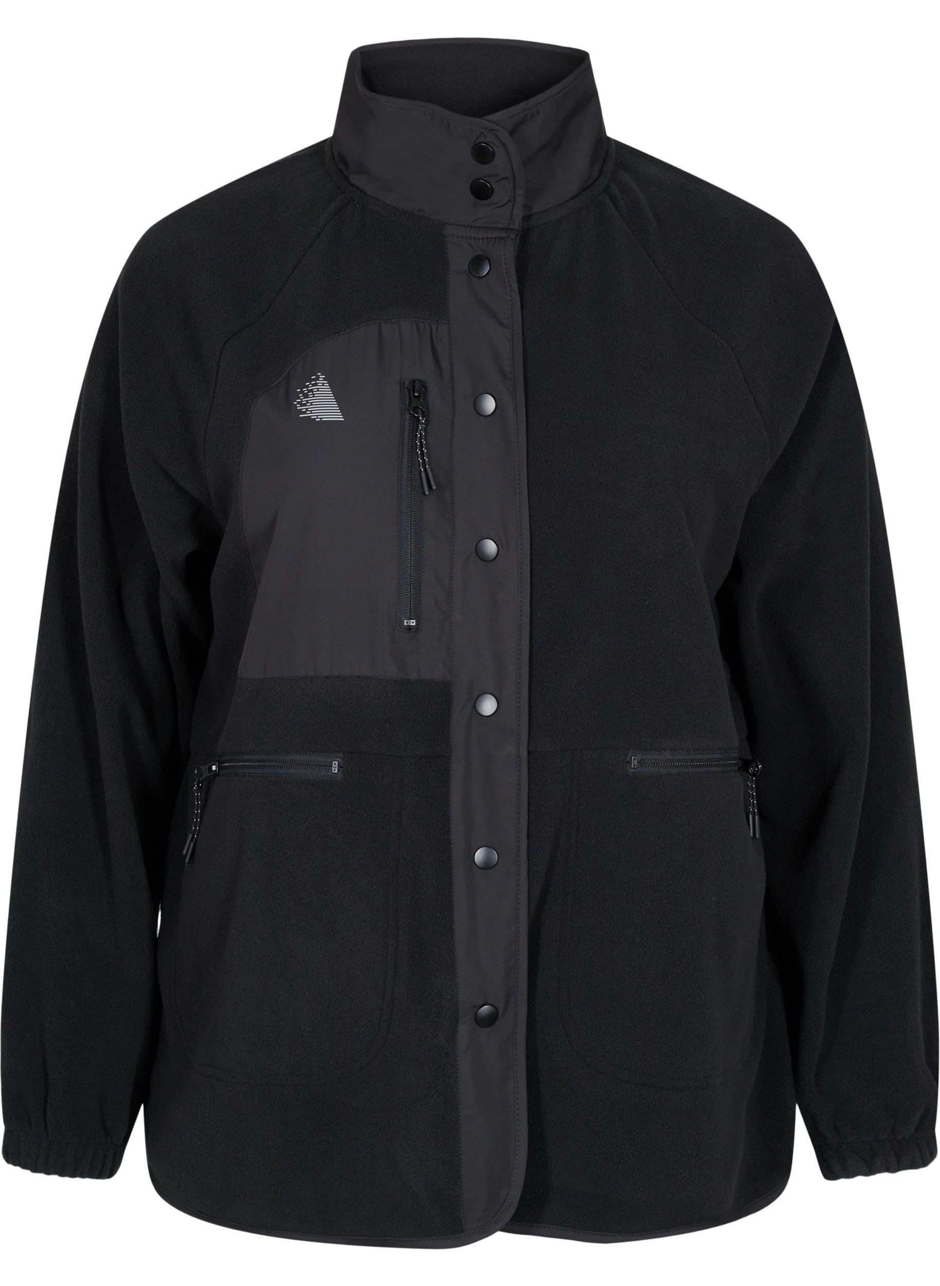 Sportjack in fleece met hoge kraag en zakken, Black, Packshot image number 0