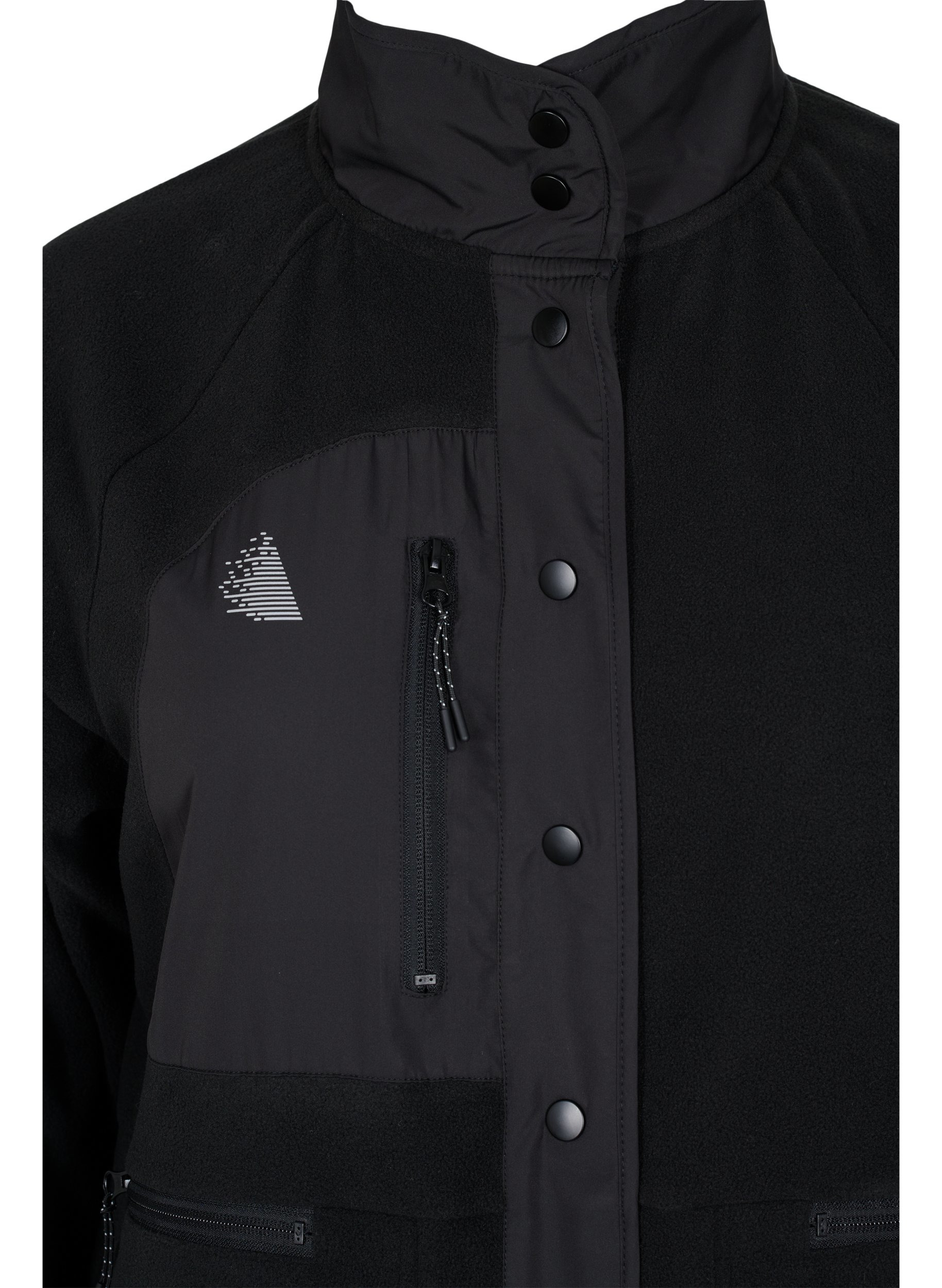 Sportjack in fleece met hoge kraag en zakken, Black, Packshot image number 2