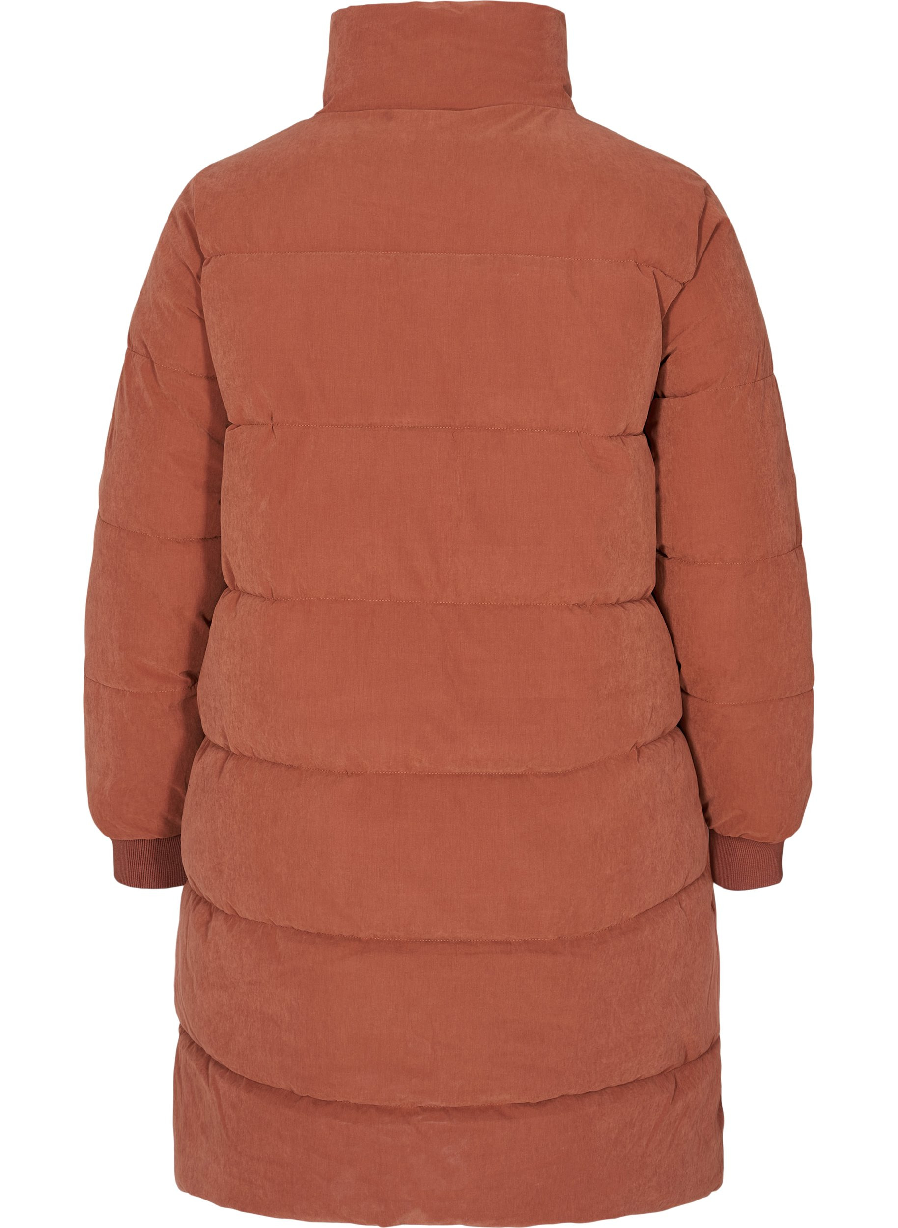 Lang gewatteerde jas met rits, Sequoia, Packshot image number 1