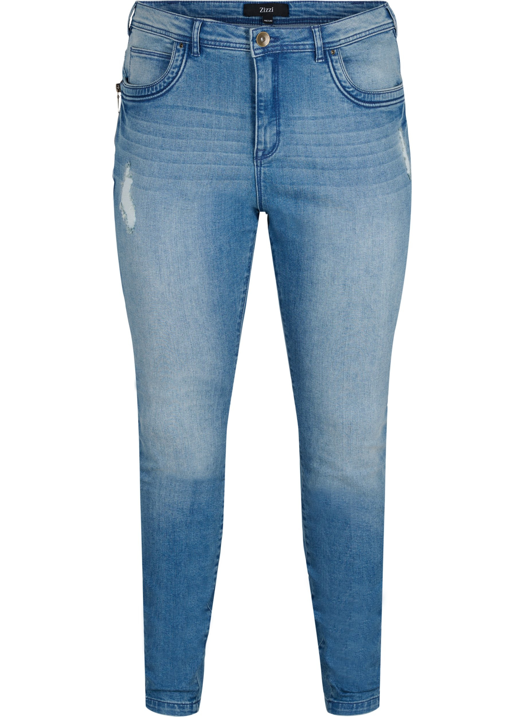 Super slim Amy jeans met split en knopen, Light blue, Packshot