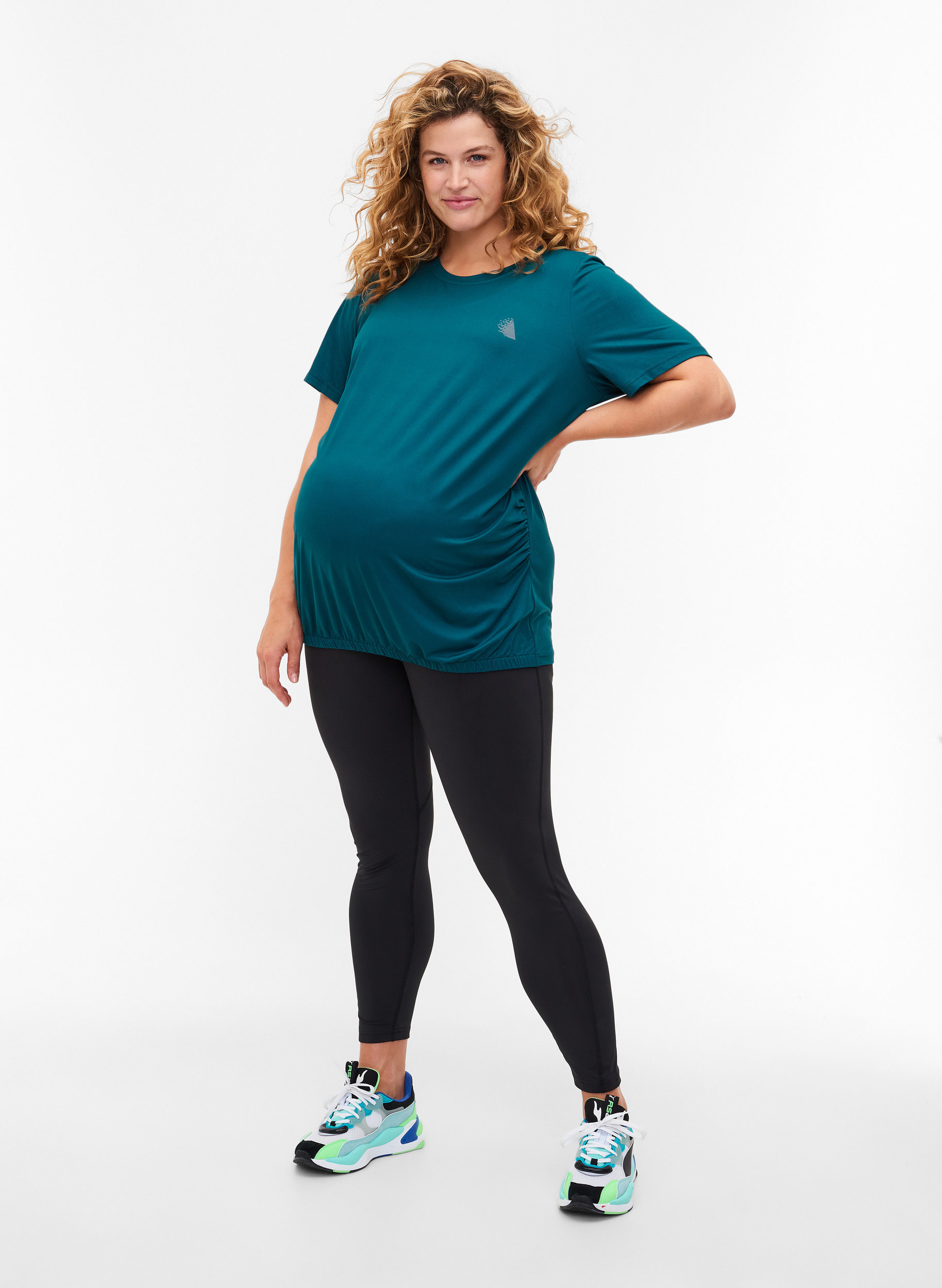Zwangerschap sport t-shirt, Deep Teal, Model image number 2