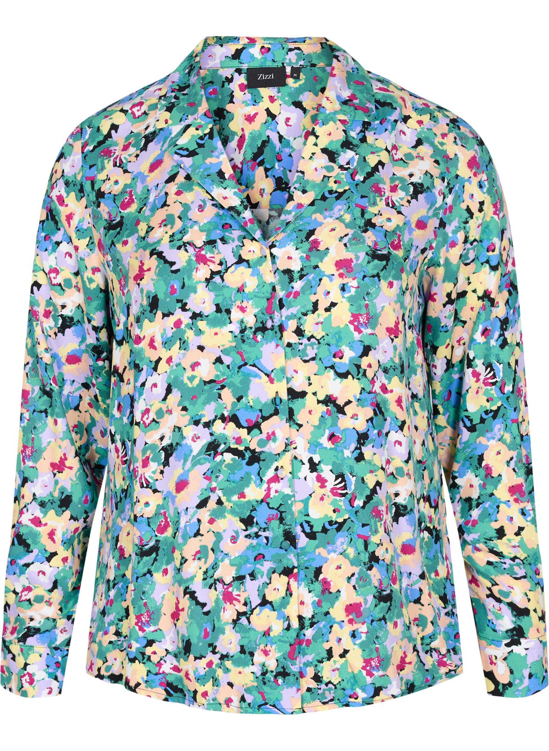 Viscose blouse met print en v-hals, Multi AOP, Packshot