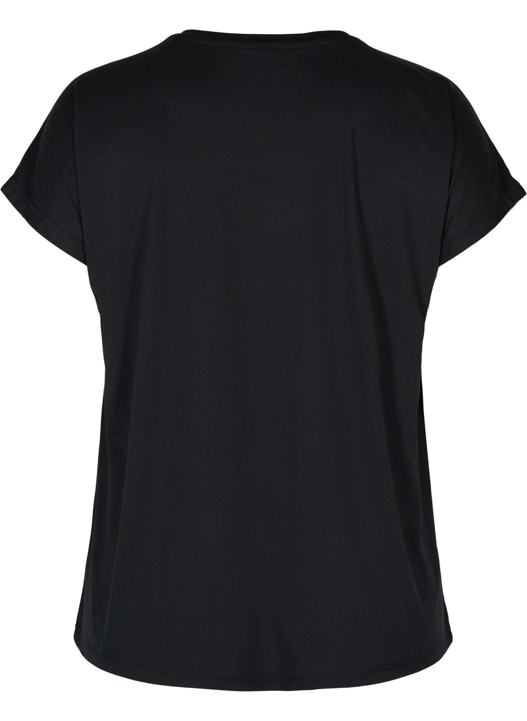 T-shirt de sport à manches courtes avec détail en tissu résille, Black, Packshot image number 1