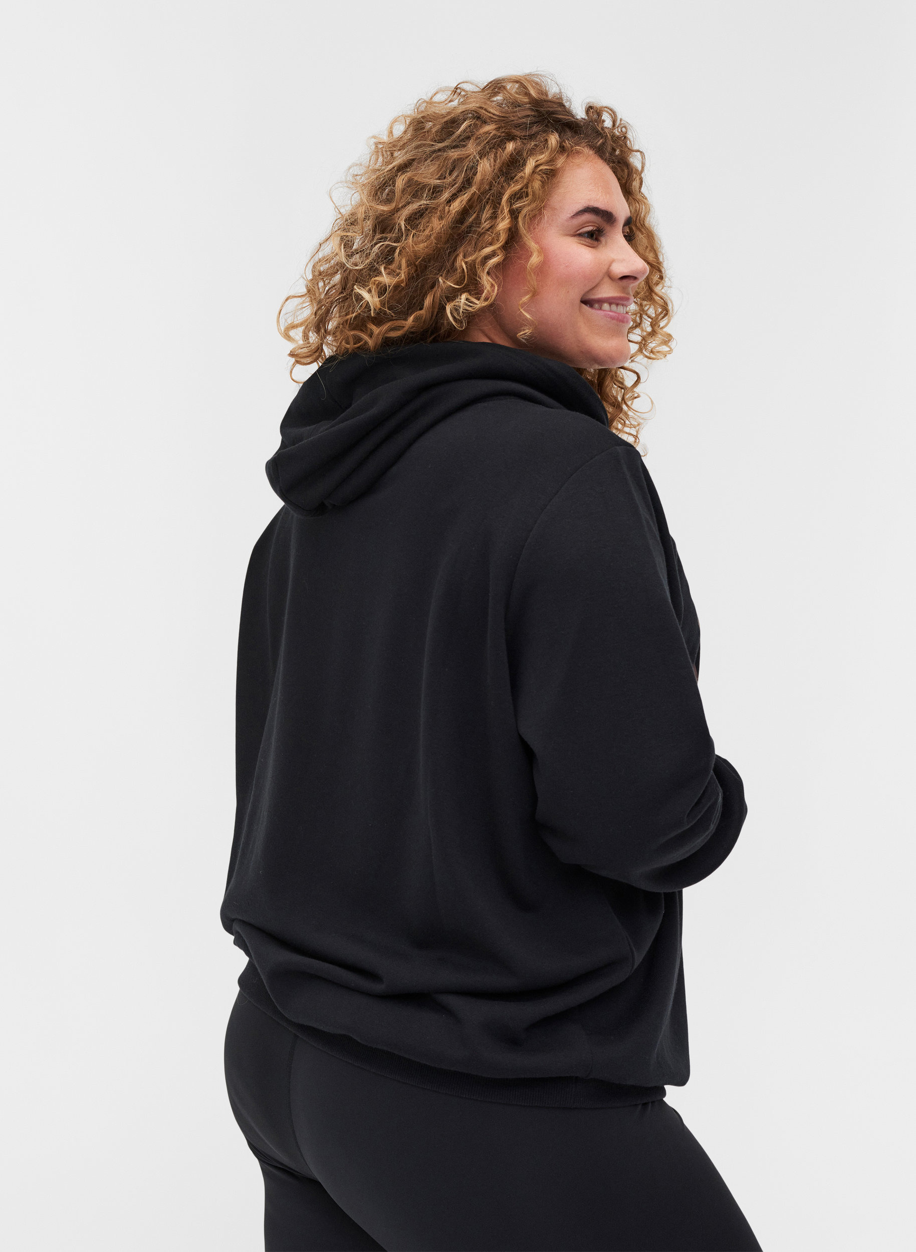 Sweatshirt met print en capuchon, Black, Model image number 1