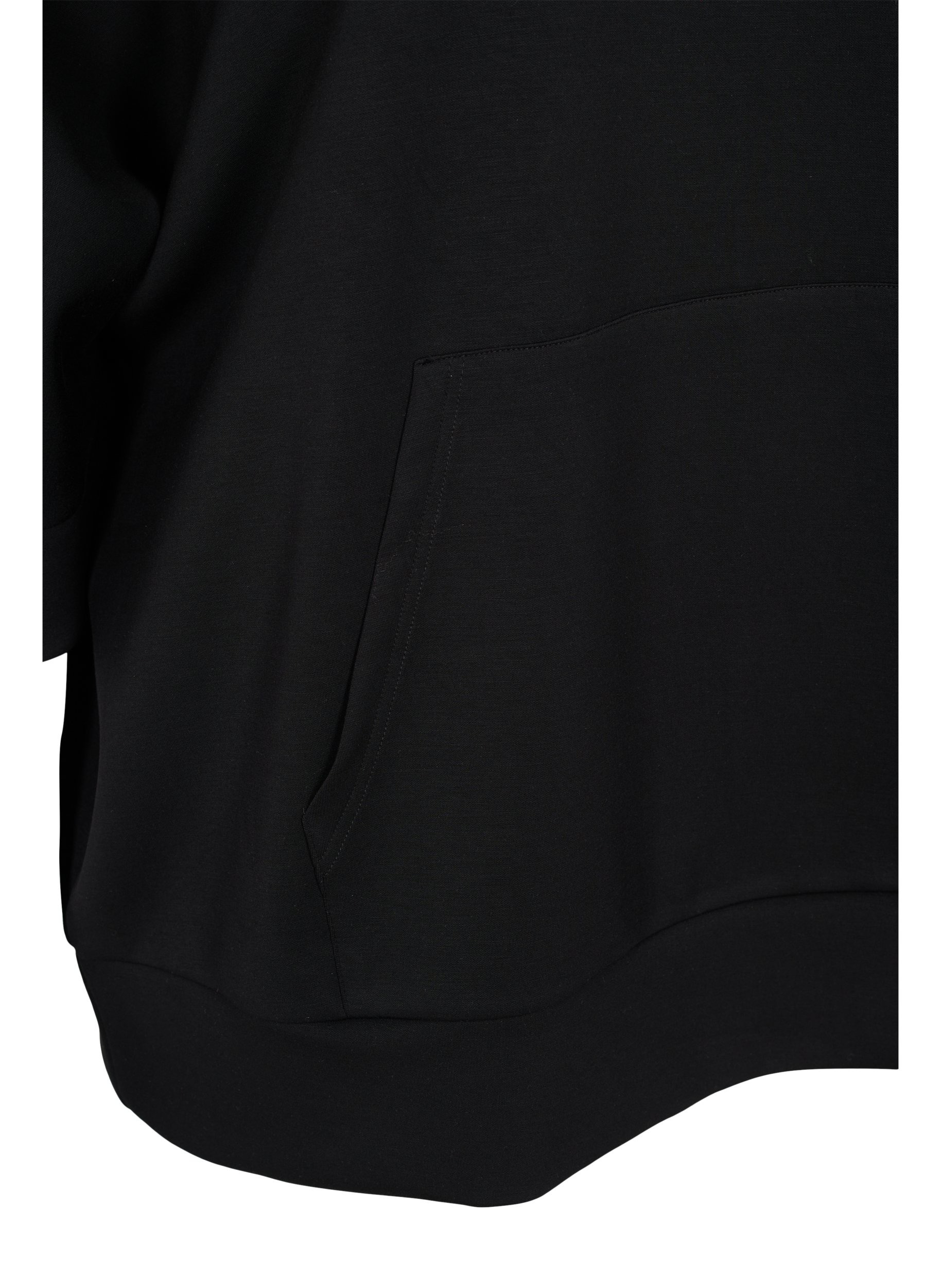 Sweat-shirt à capuche et manches 3/4, Black, Packshot image number 3