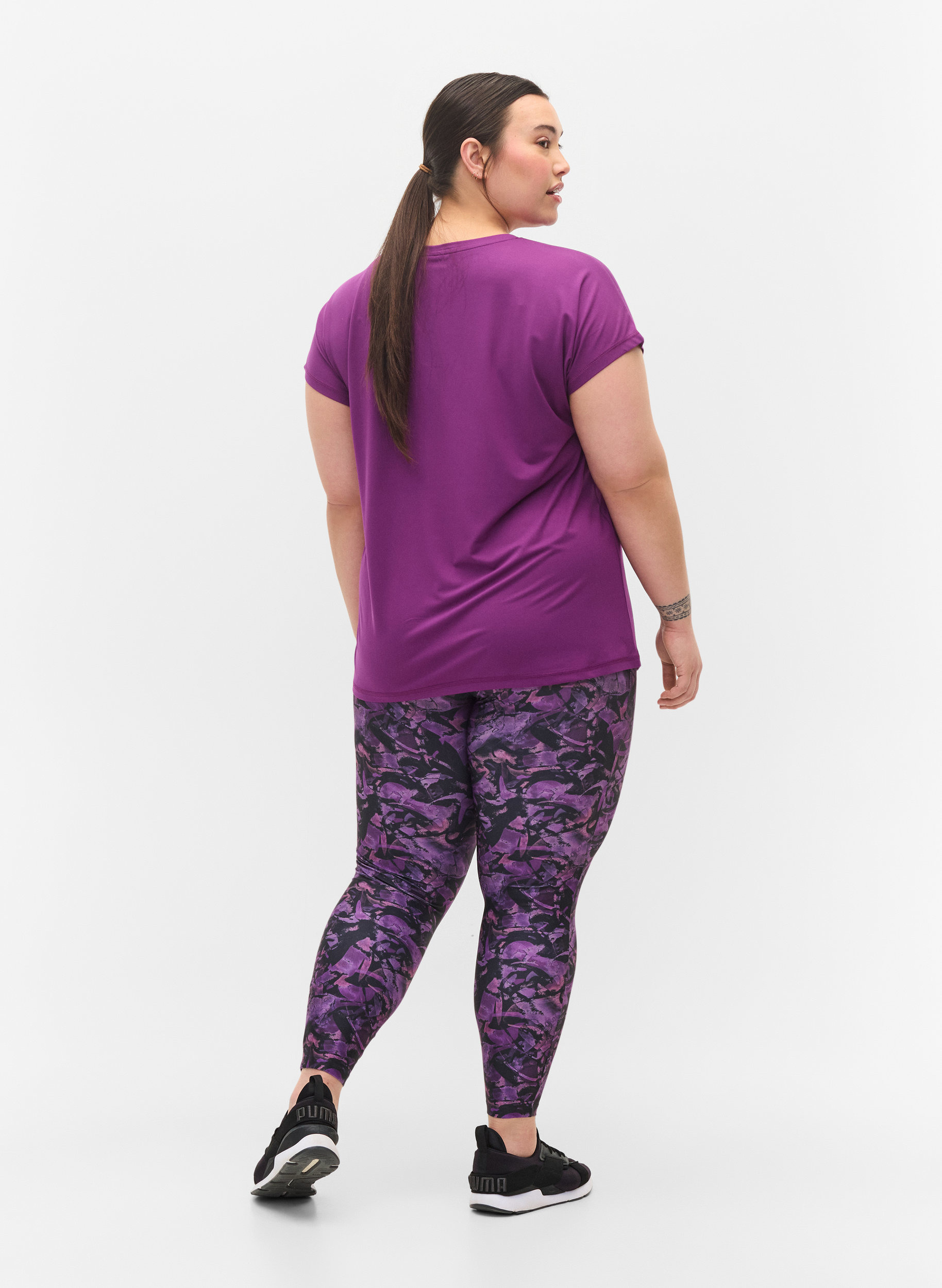 Legging de sport court avec imprimé, Multi Purple, Model image number 1