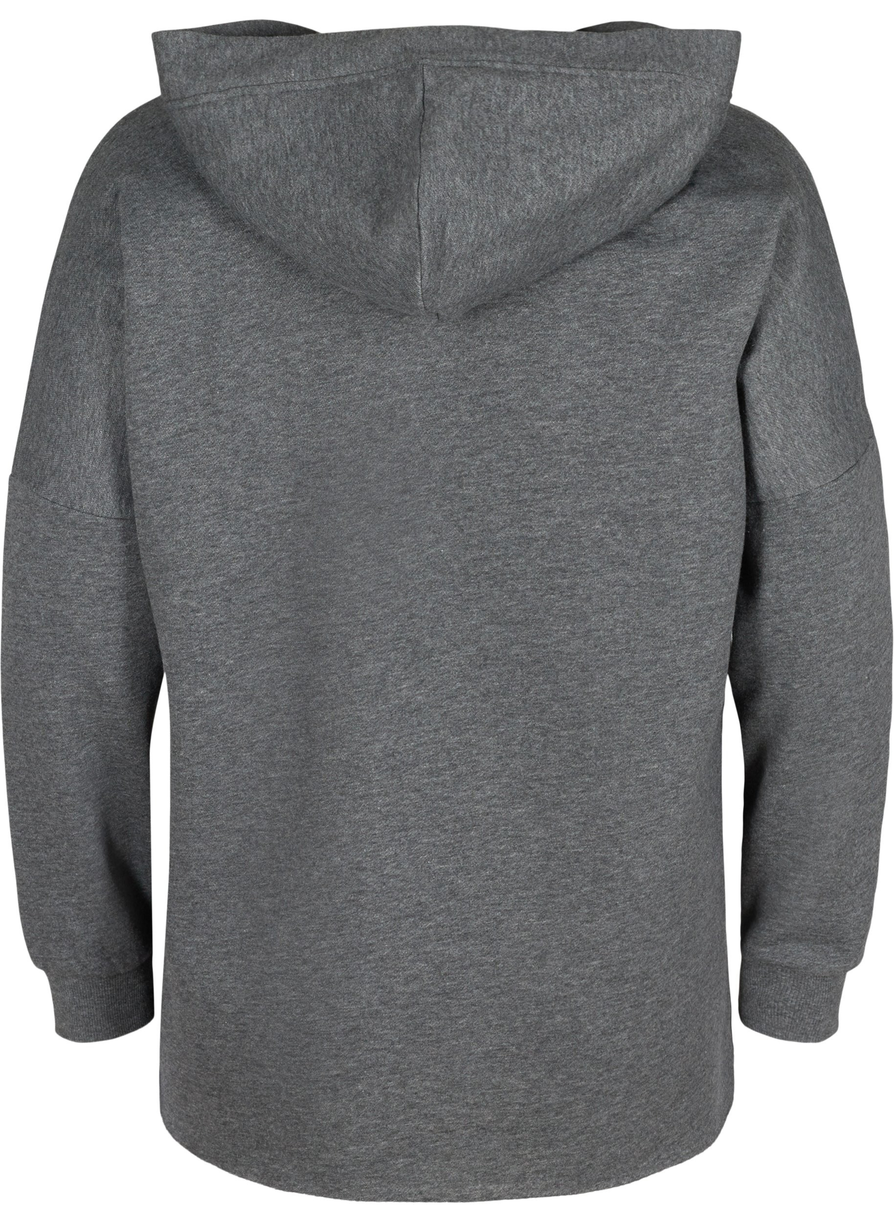 Sweatshirt met capuchon en split, Dark Grey Melange, Packshot image number 1