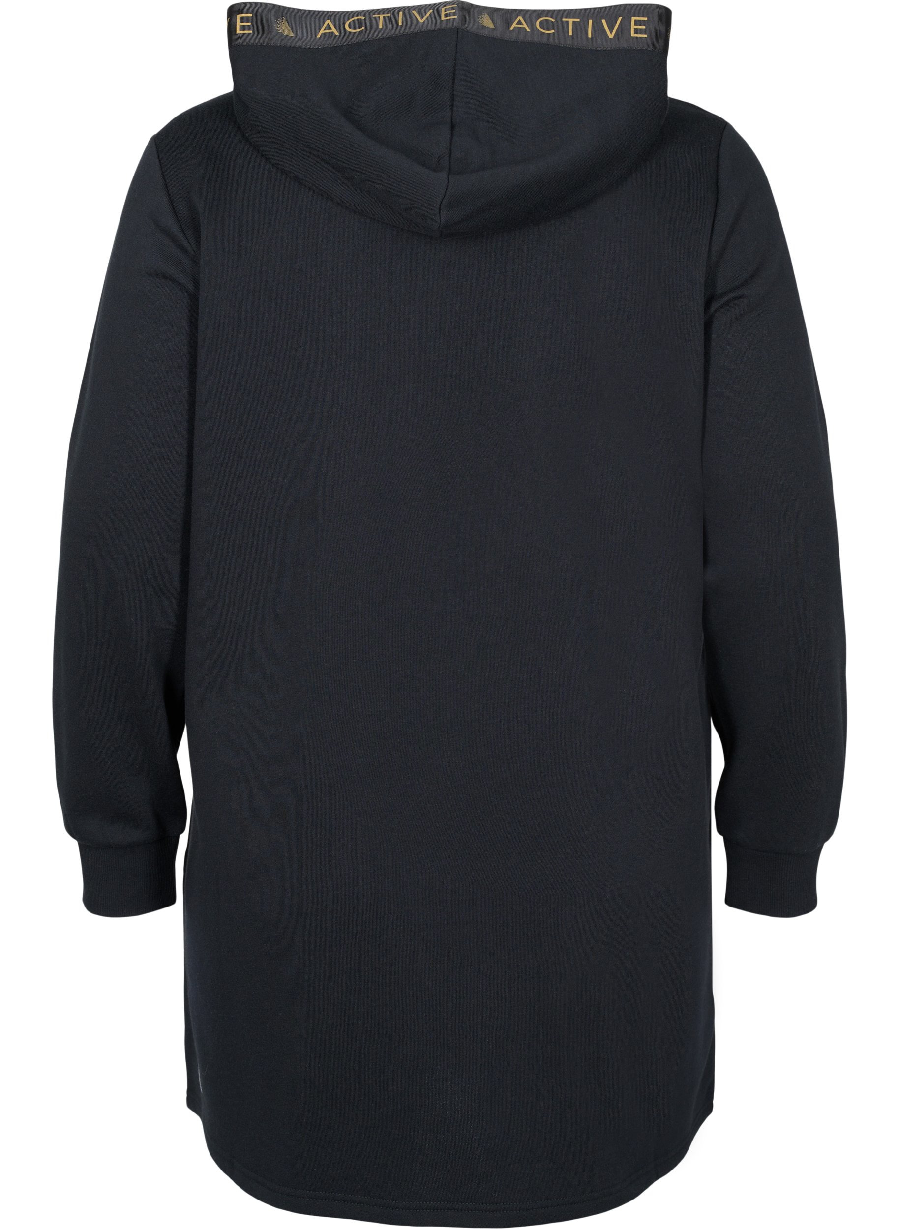 Robe pull avec capuche et poche, Black, Packshot image number 1
