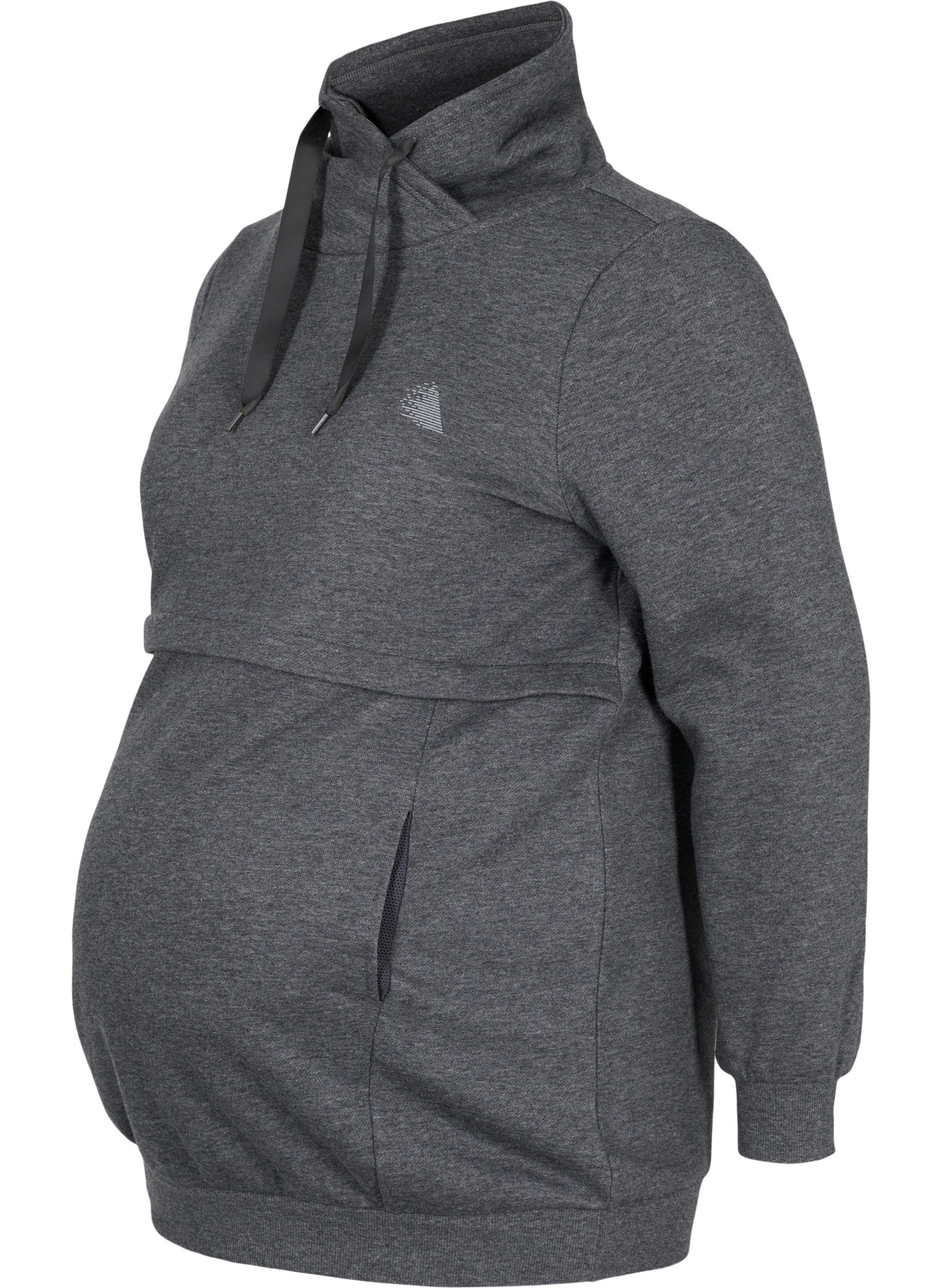 Pull de grossesse avec fonction allaitement, Dark Grey Melange, Packshot image number 0