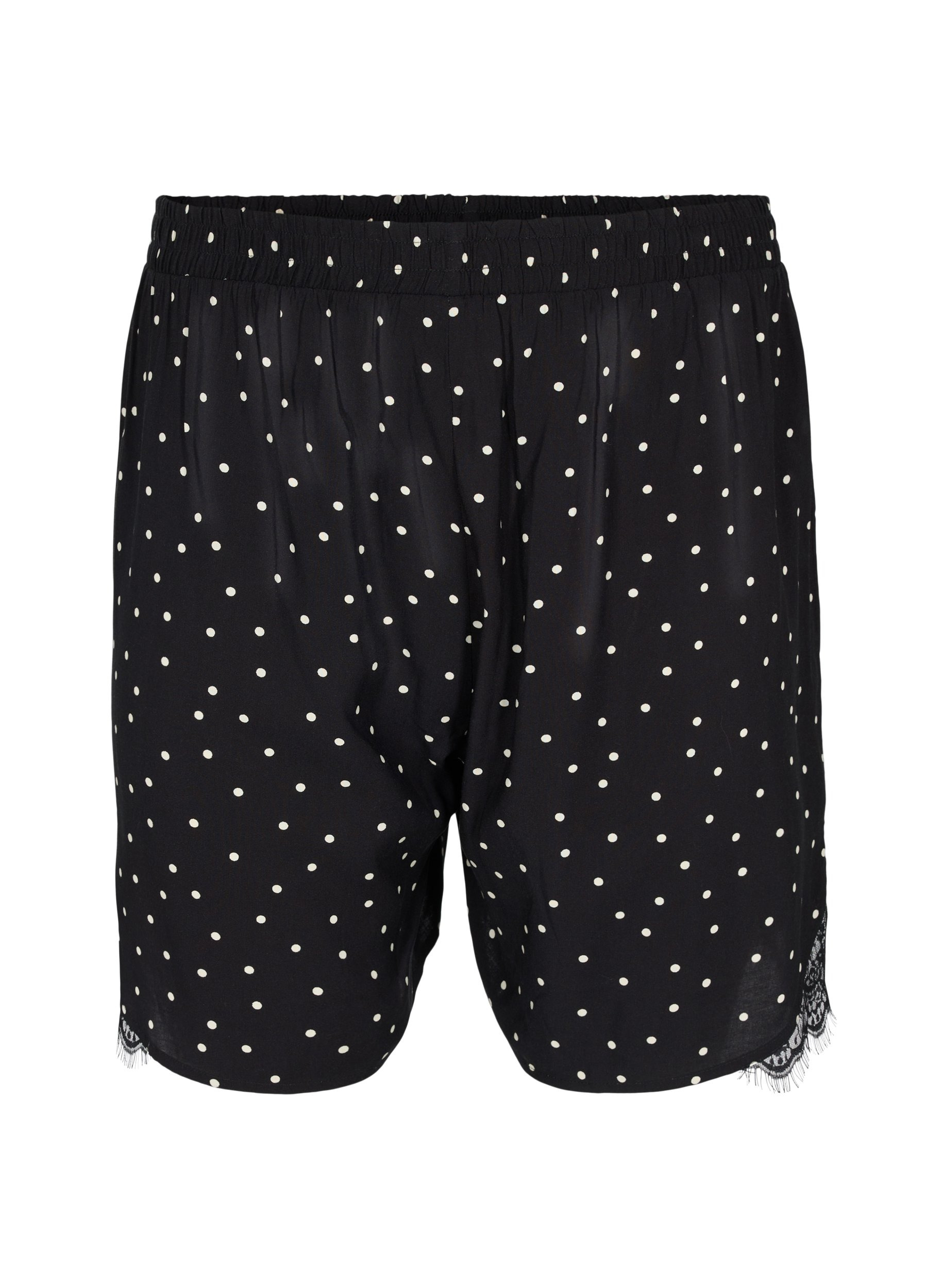 Pyjama short met print in viscose, Angora Dot, Packshot