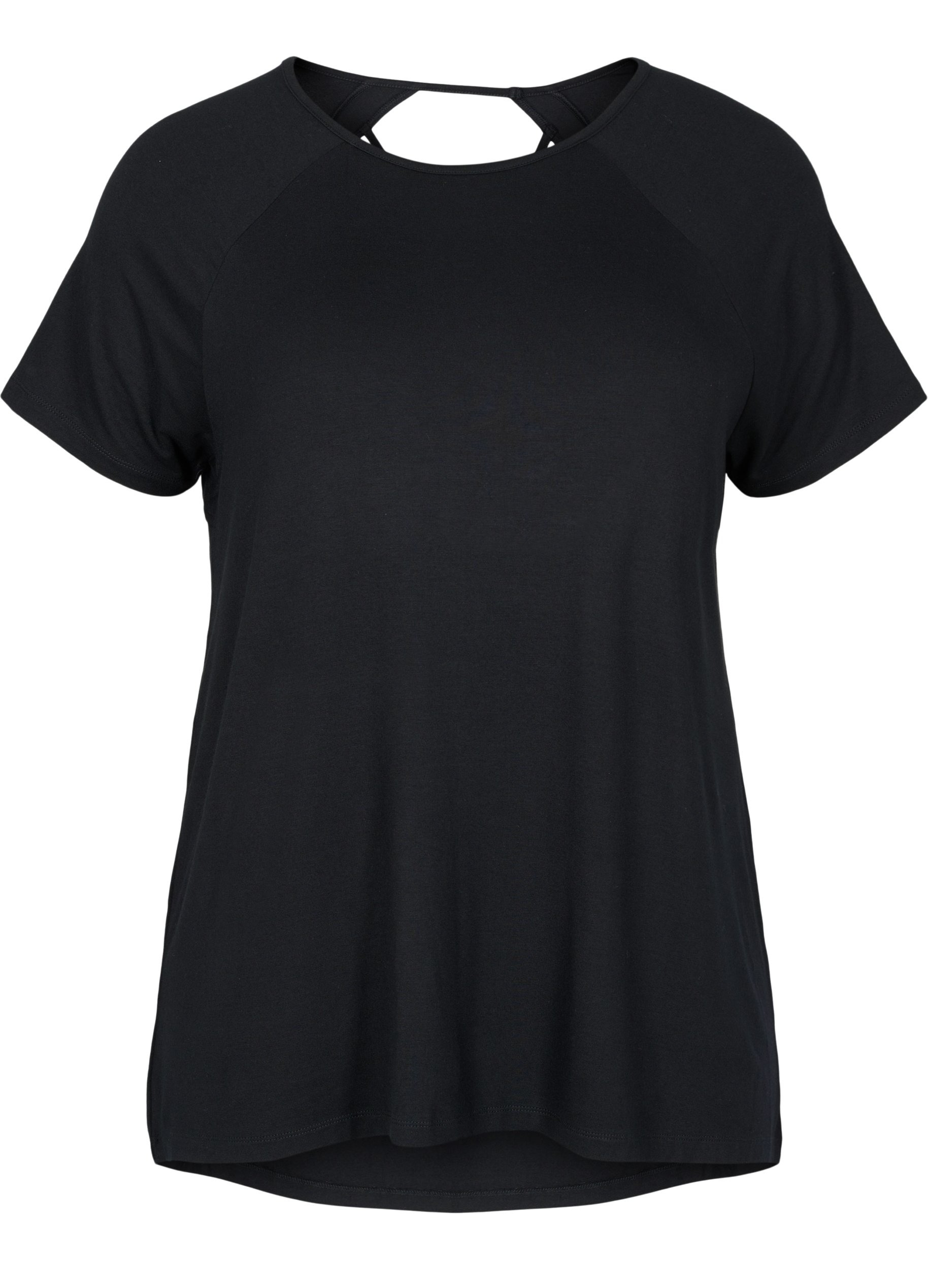 T-shirt de sport en viscose avec un décolleté au dos., Black, Packshot image number 0