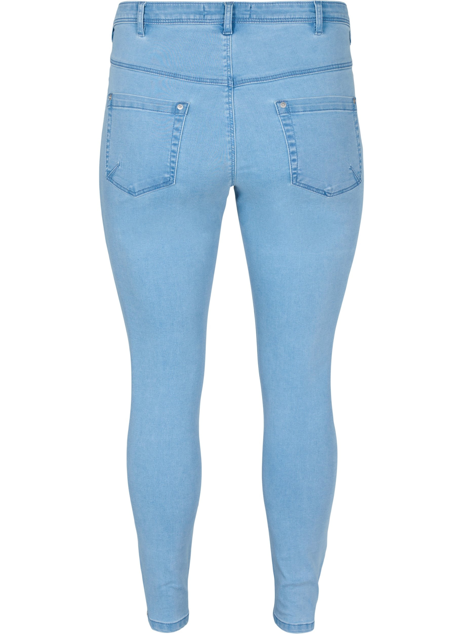 Cropped Amy jeans met rits, Light blue denim, Packshot image number 1