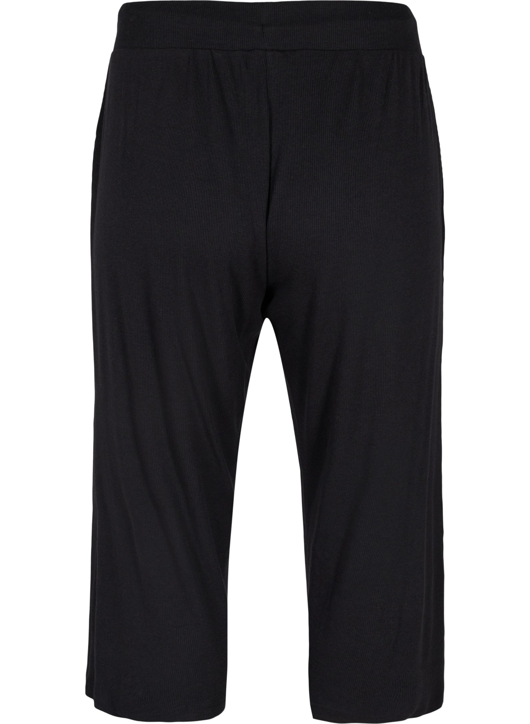 Pantalon-culotte ample en qualité côtelée, Black, Packshot image number 1