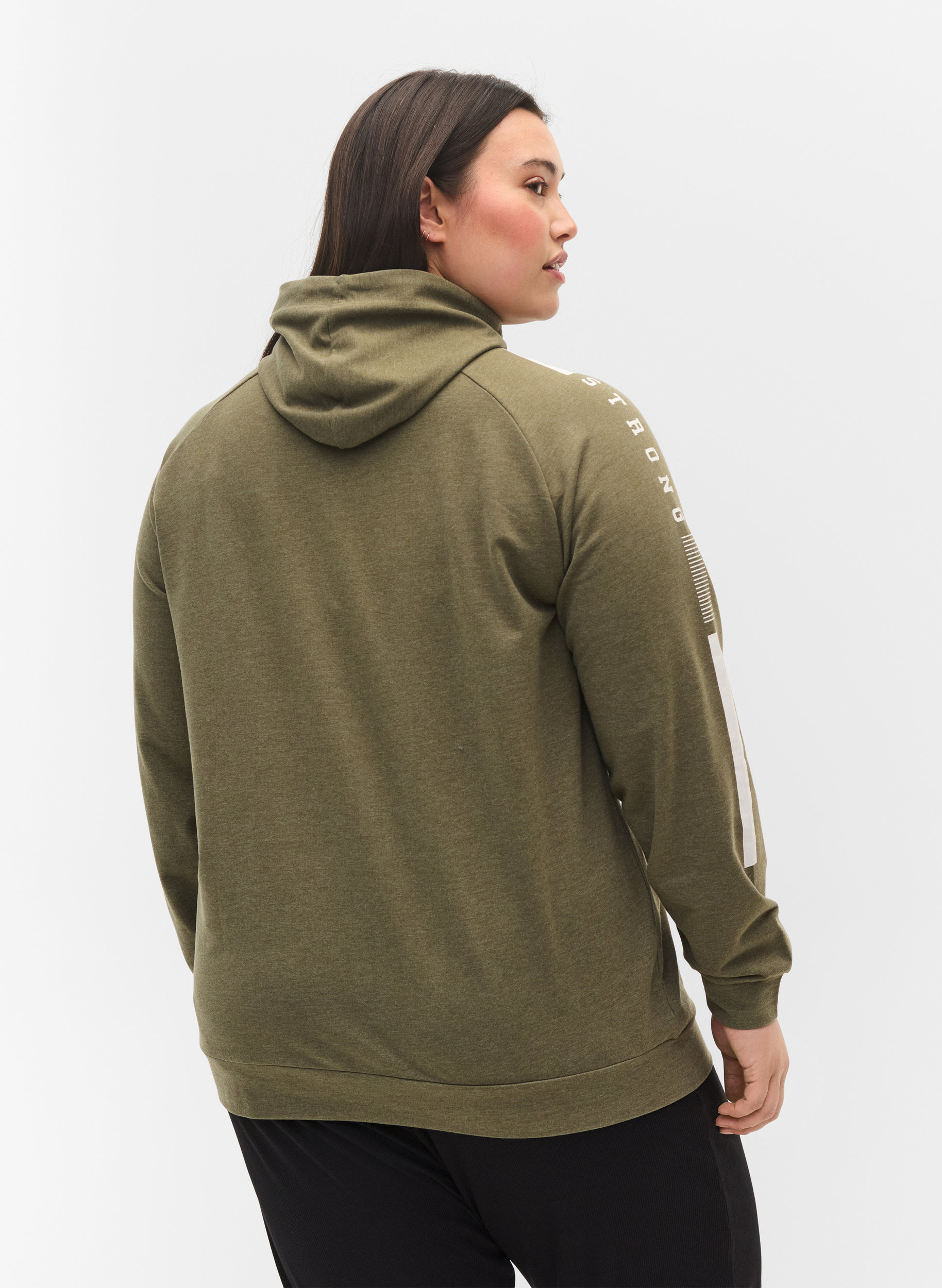 Sweatshirt met capuchon en rits, Ivy Green Melange, Model image number 1