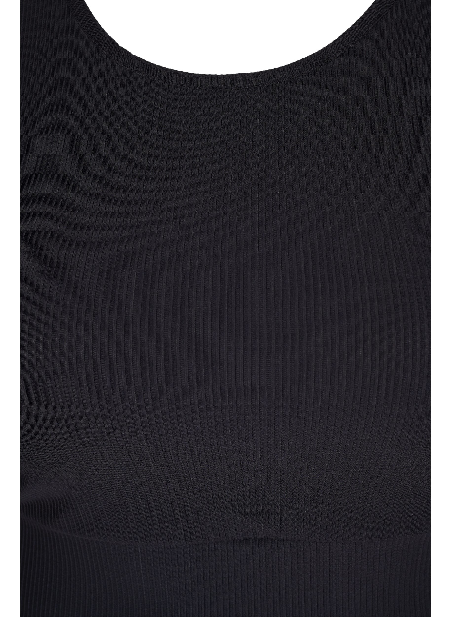 Haut moulant avec texture côtelée, Black, Packshot image number 2