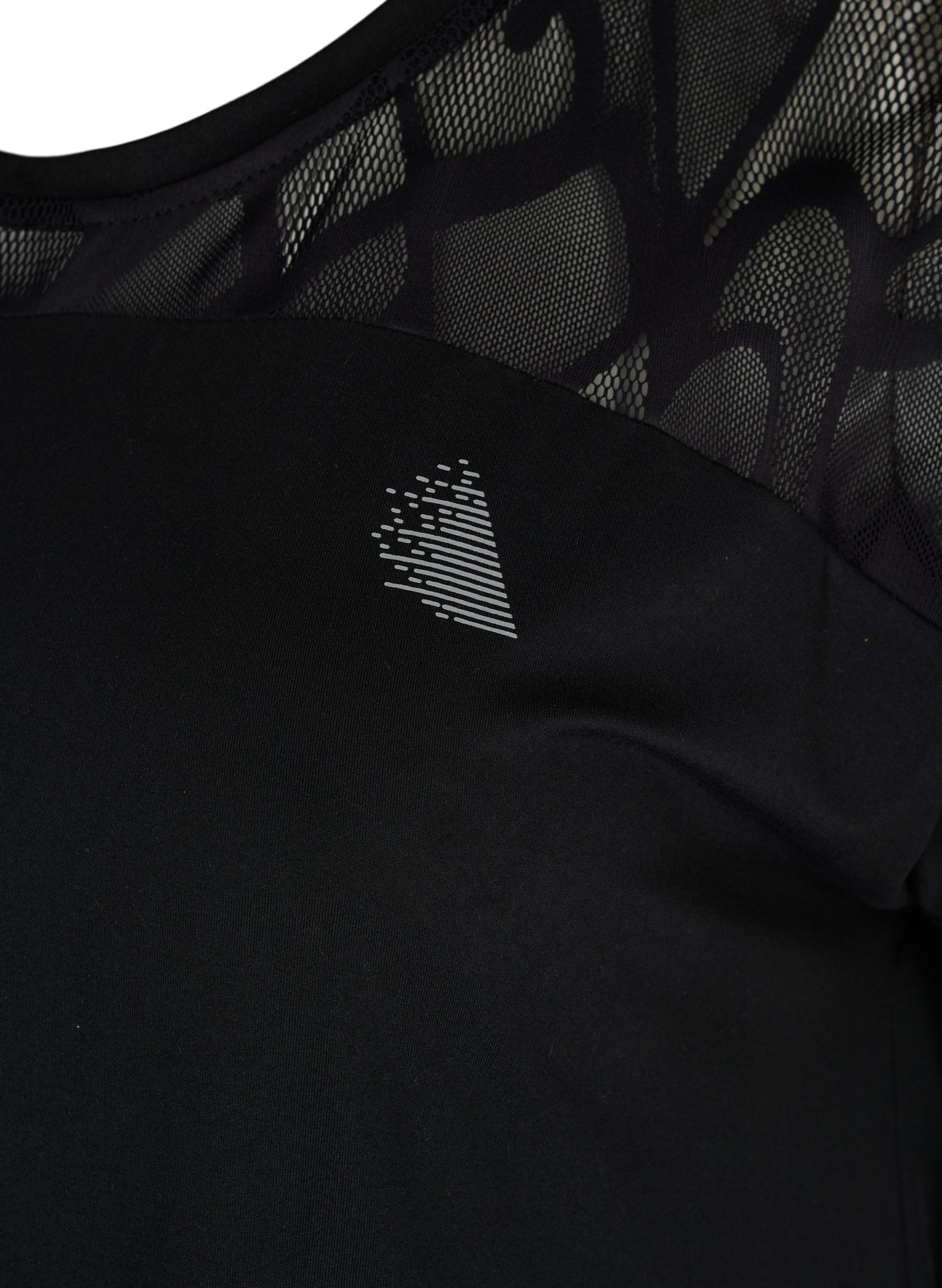 Trainings-T-shirt met korte mouwen en mesh met patroon, Black, Packshot image number 2
