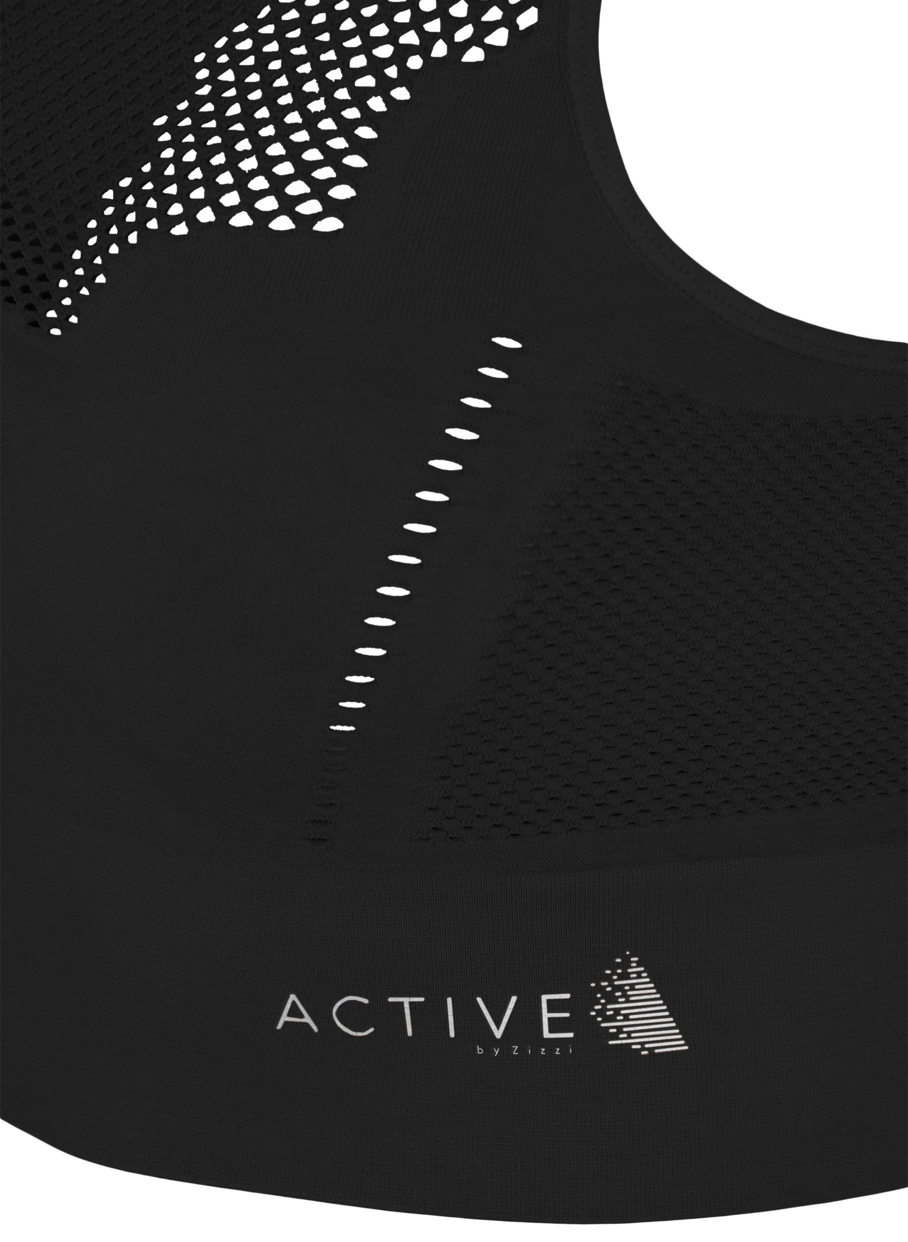 Soutien-gorge de sport sans couture avec motif à trous, Black, Packshot image number 3