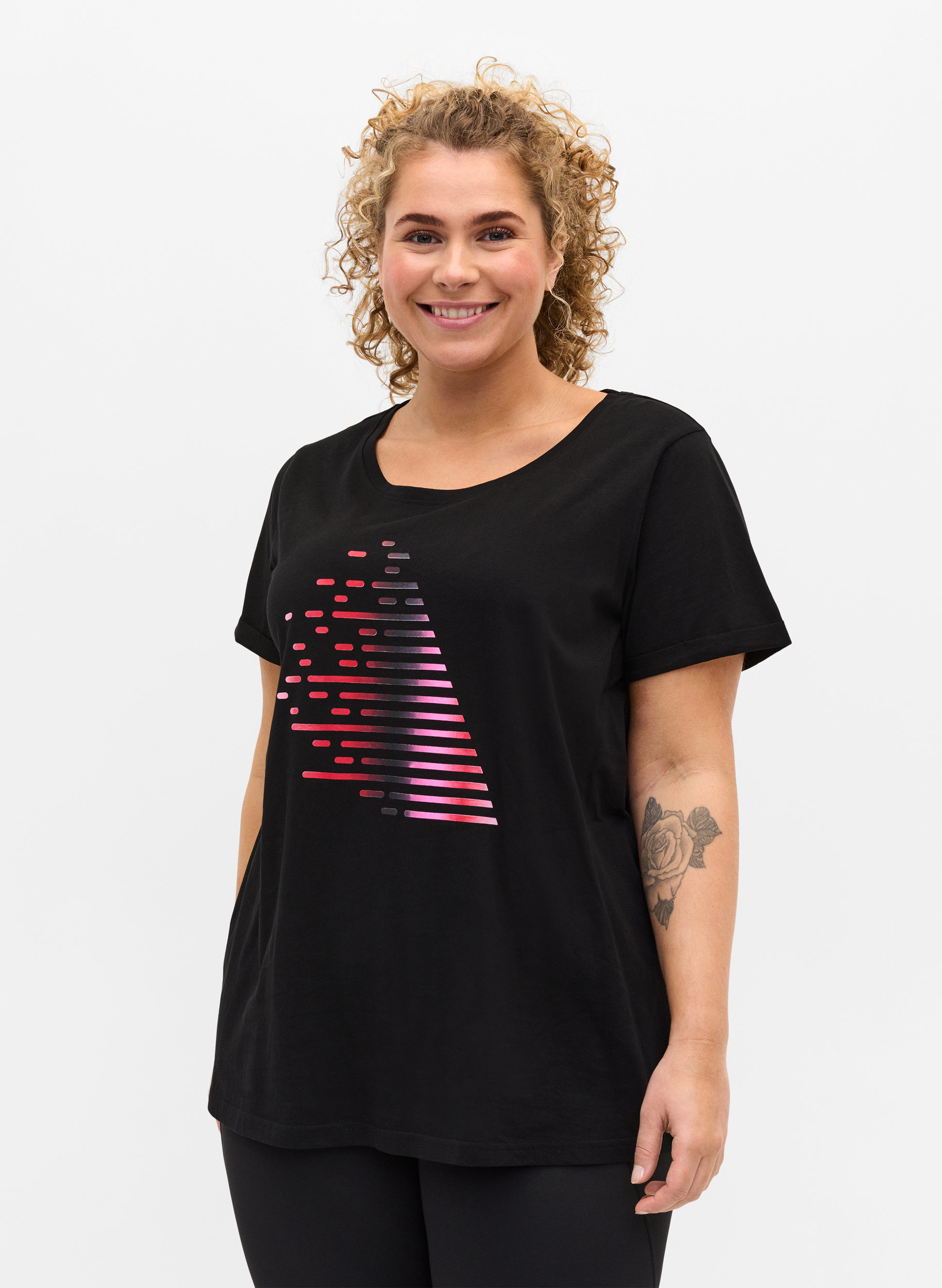 T-shirt de sport avec imprimé, Black Gradiant, Model image number 0