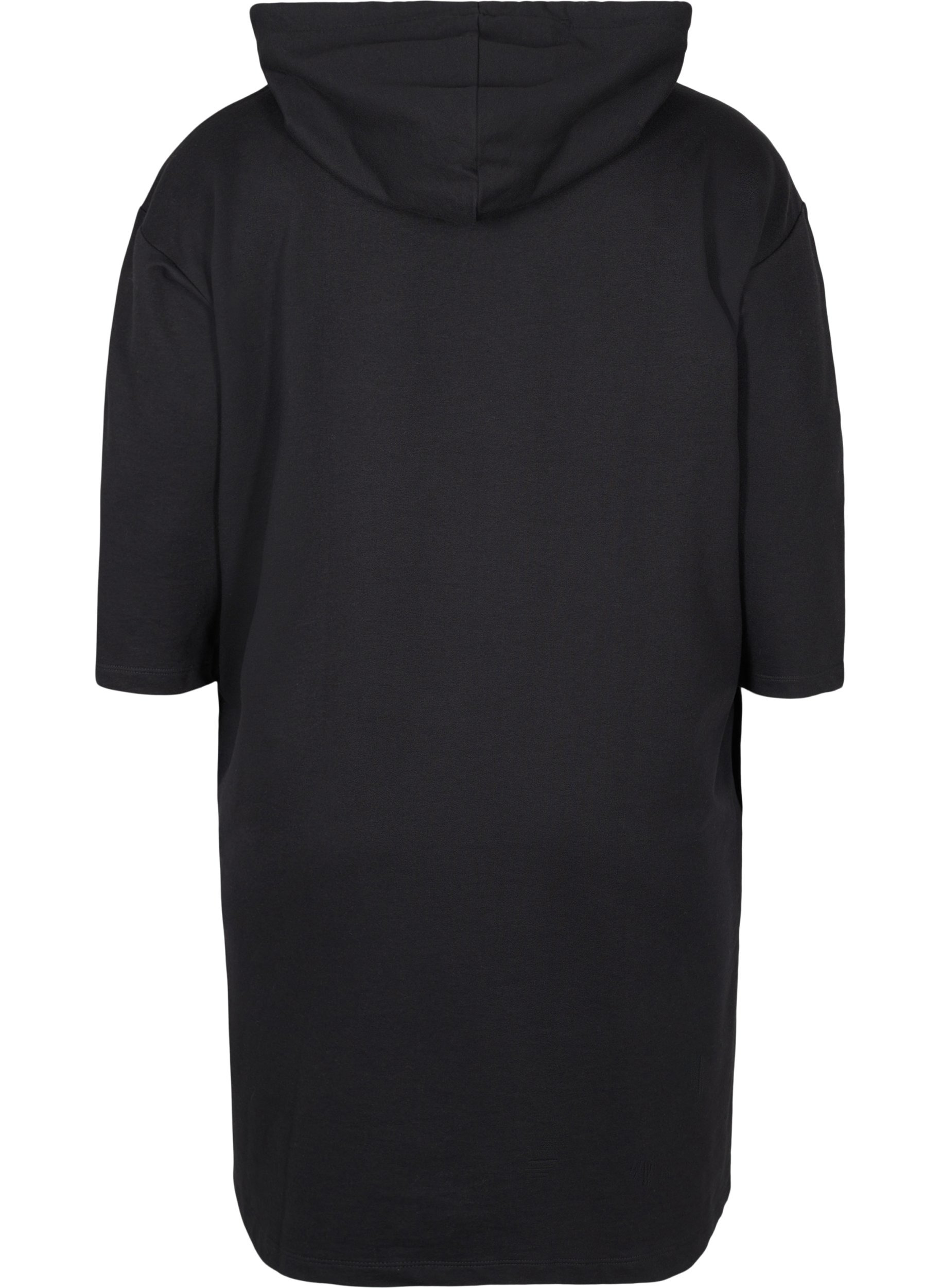 Robe pull avec manches 3/4 et capuche, Black, Packshot image number 1