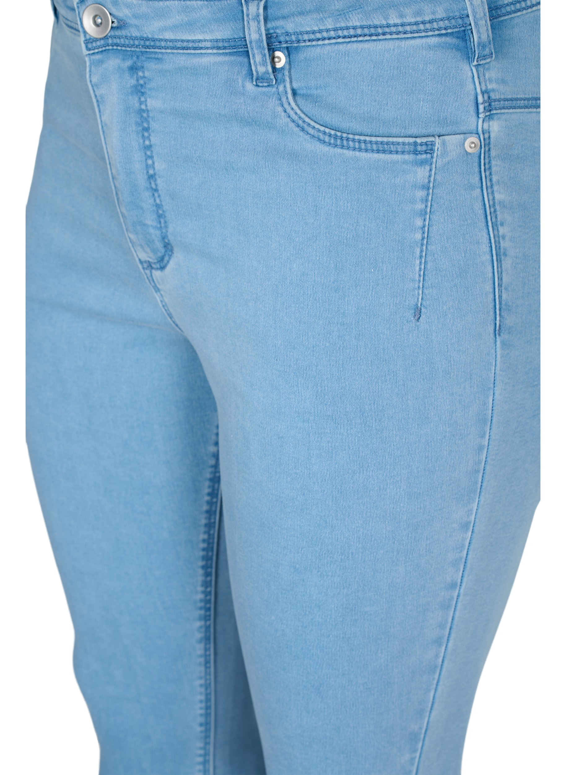Cropped Amy jeans met rits, Light blue denim, Packshot image number 2