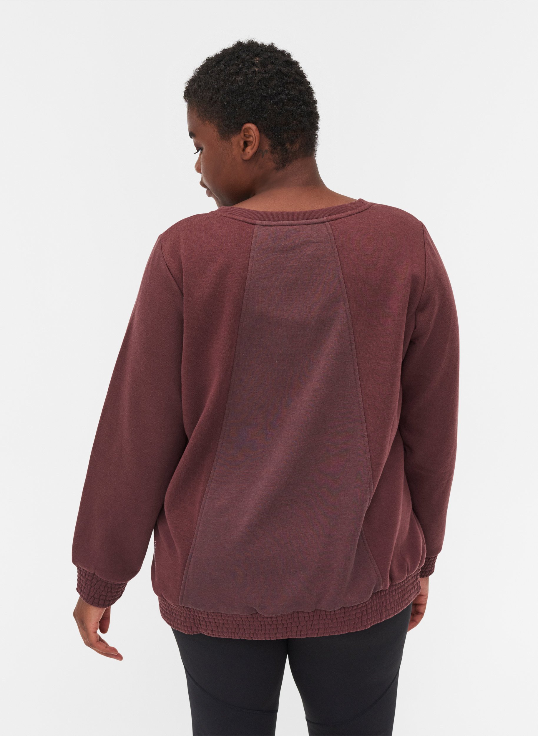 Sweatshirt met ronde hals en smokwerk, Decadent Chocolate, Model image number 1