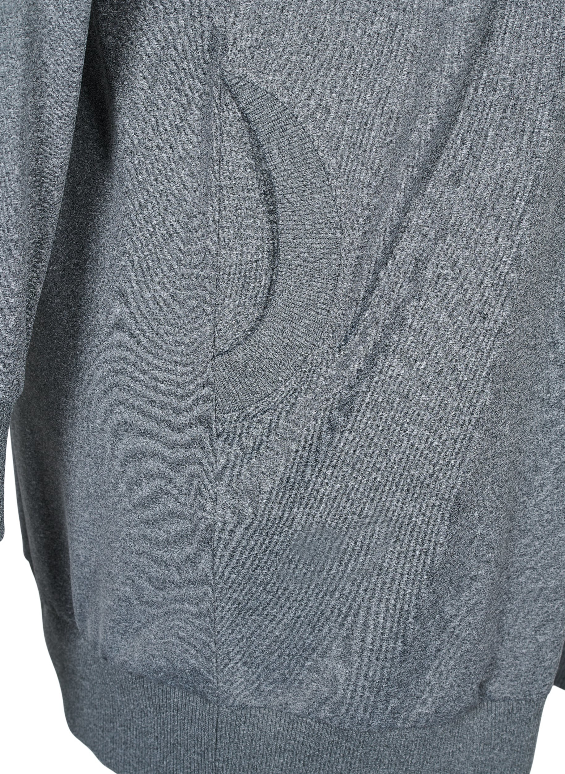 Cardigan de sport long avec capuche et poche, Grey Melange, Packshot image number 3