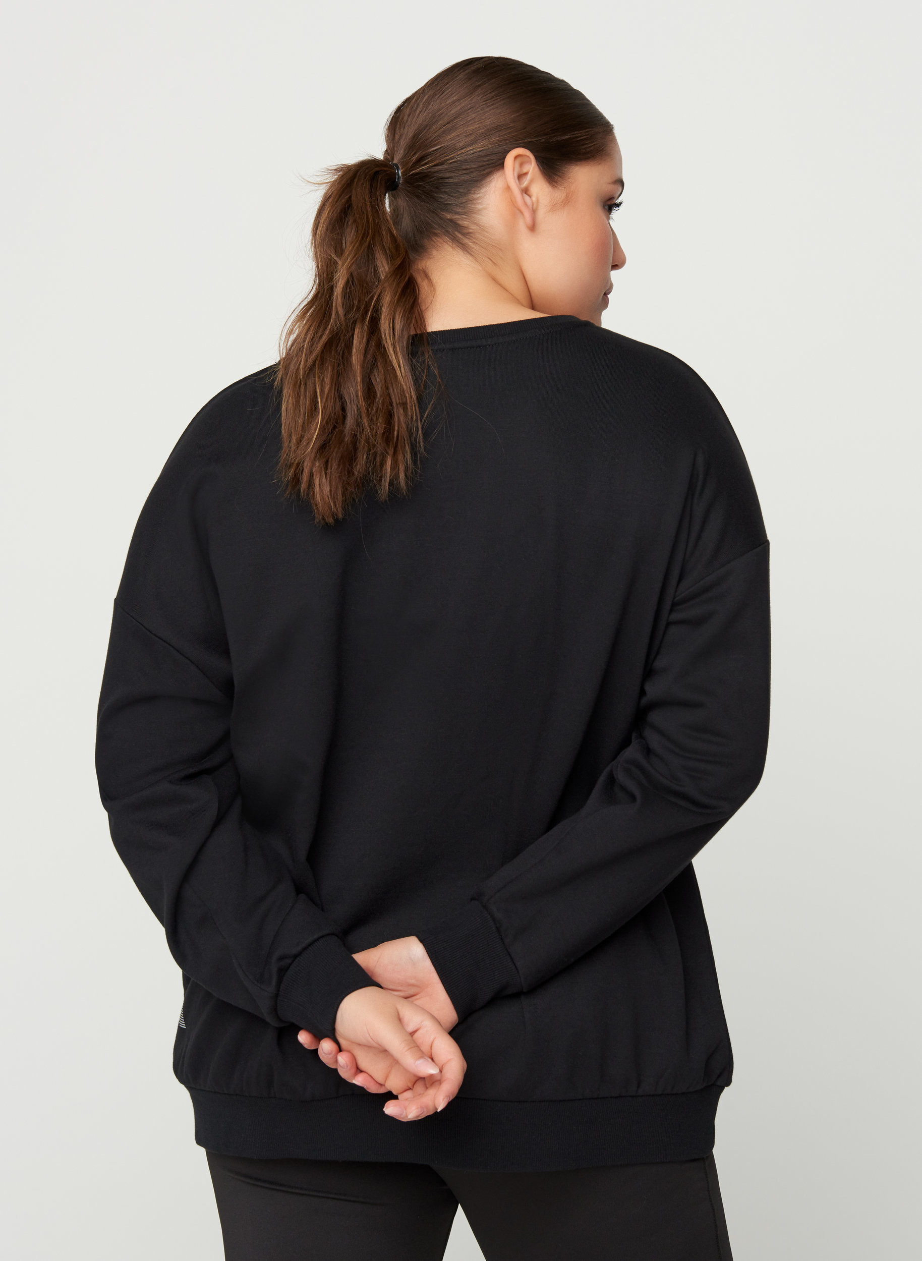 Sweatshirt met print details, Black, Model image number 1