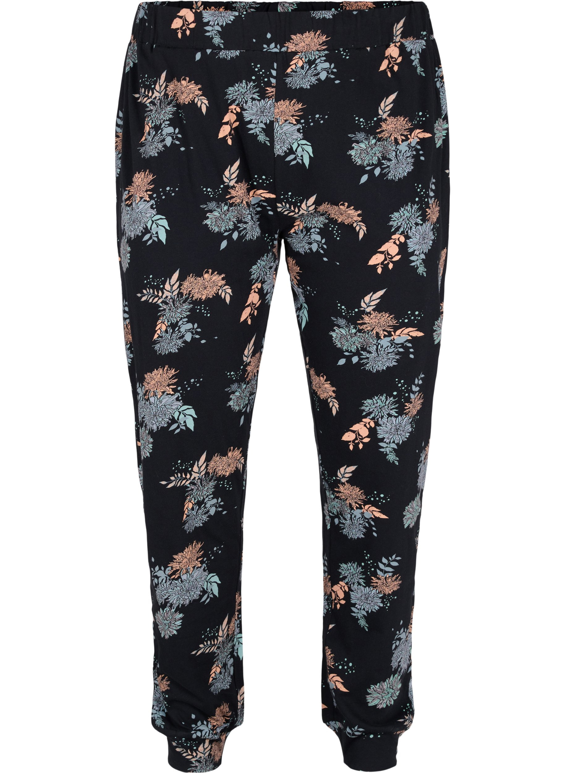 Katoenen pyjama broek met bloemenprint, Black Flower AOP, Packshot