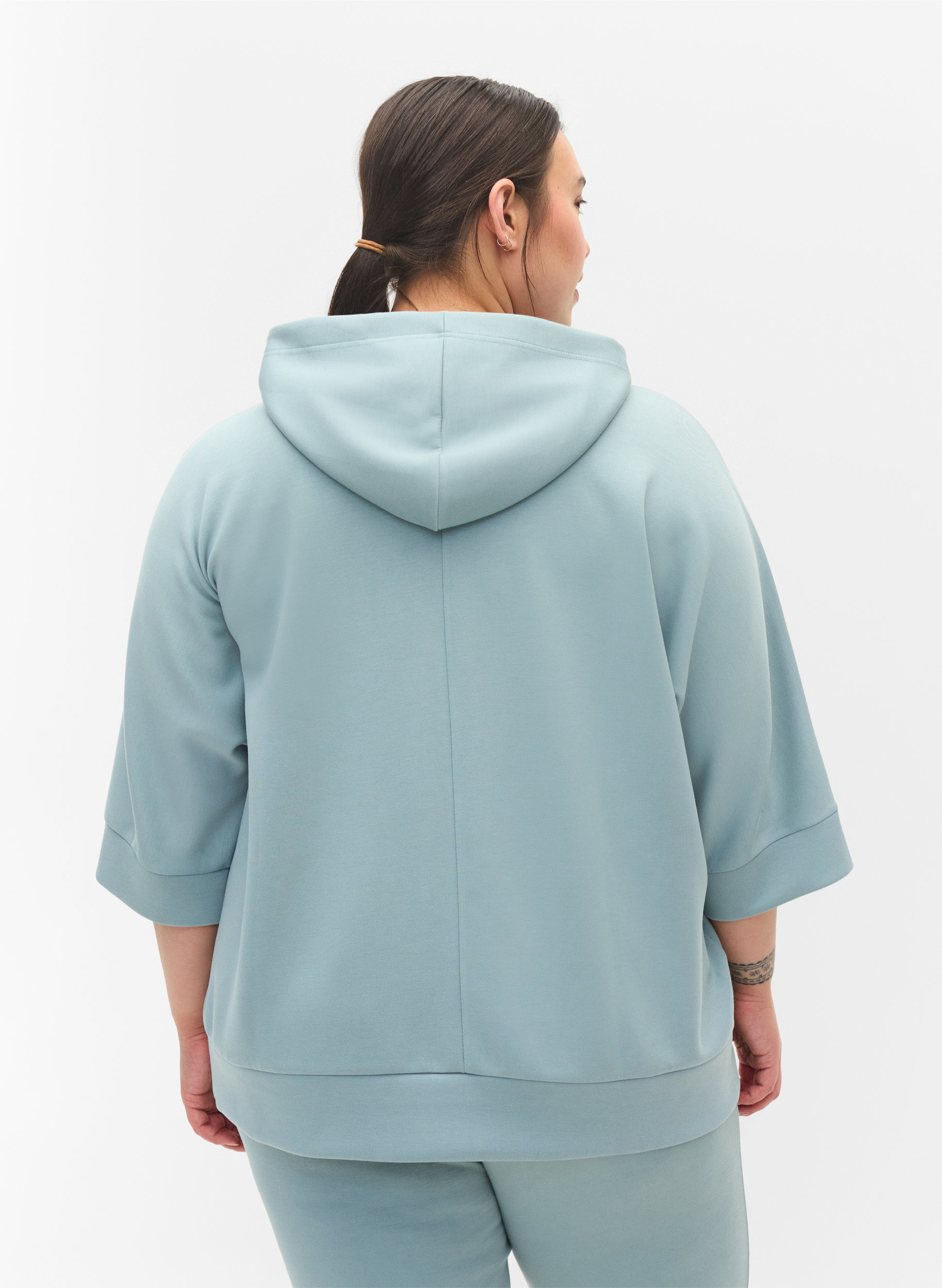 Sweatshirt met capuchon en 3/4 mouwen, Slate, Model image number 1