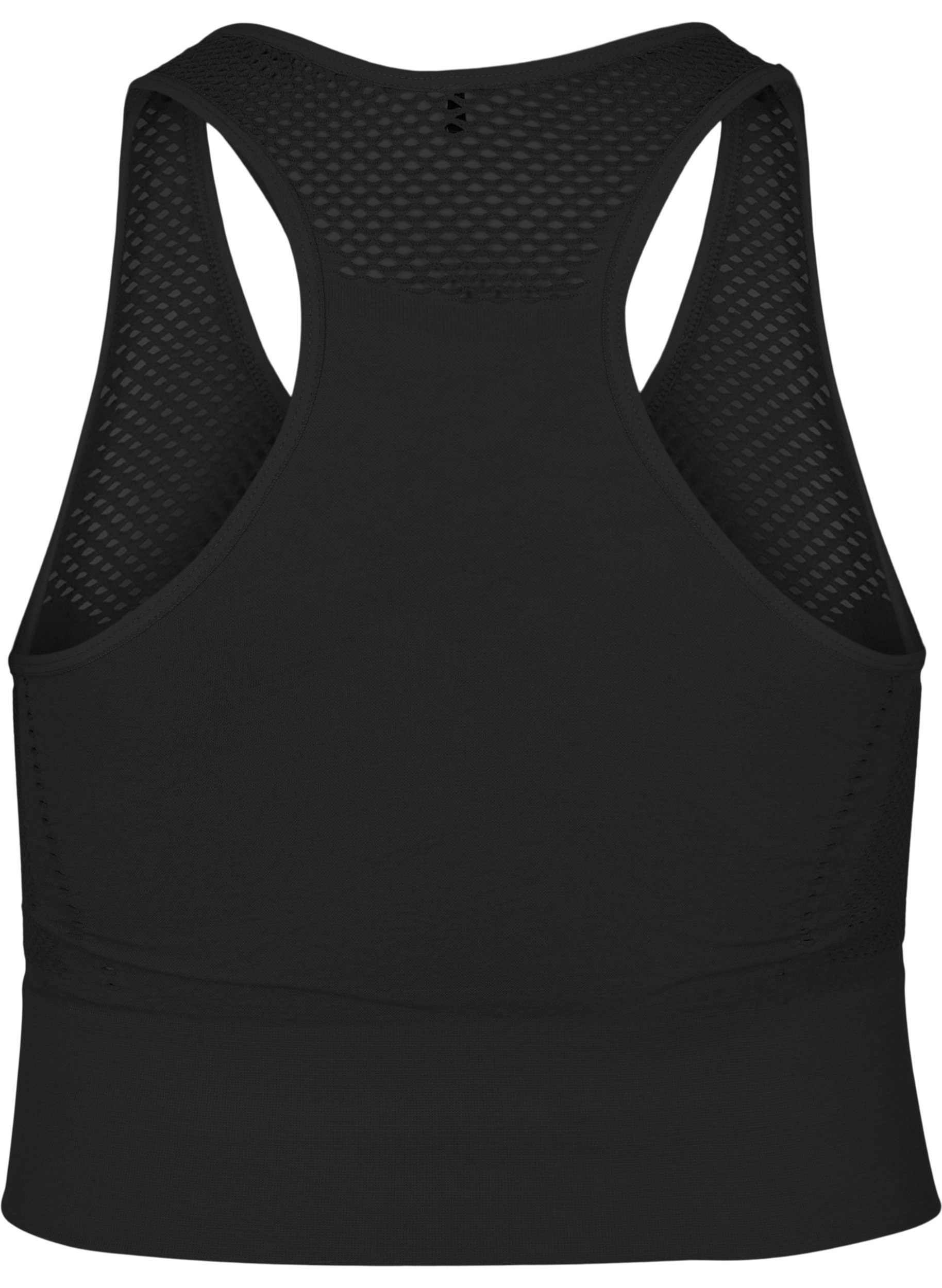 Soutien-gorge de sport sans couture avec motif à trous, Black, Packshot image number 1