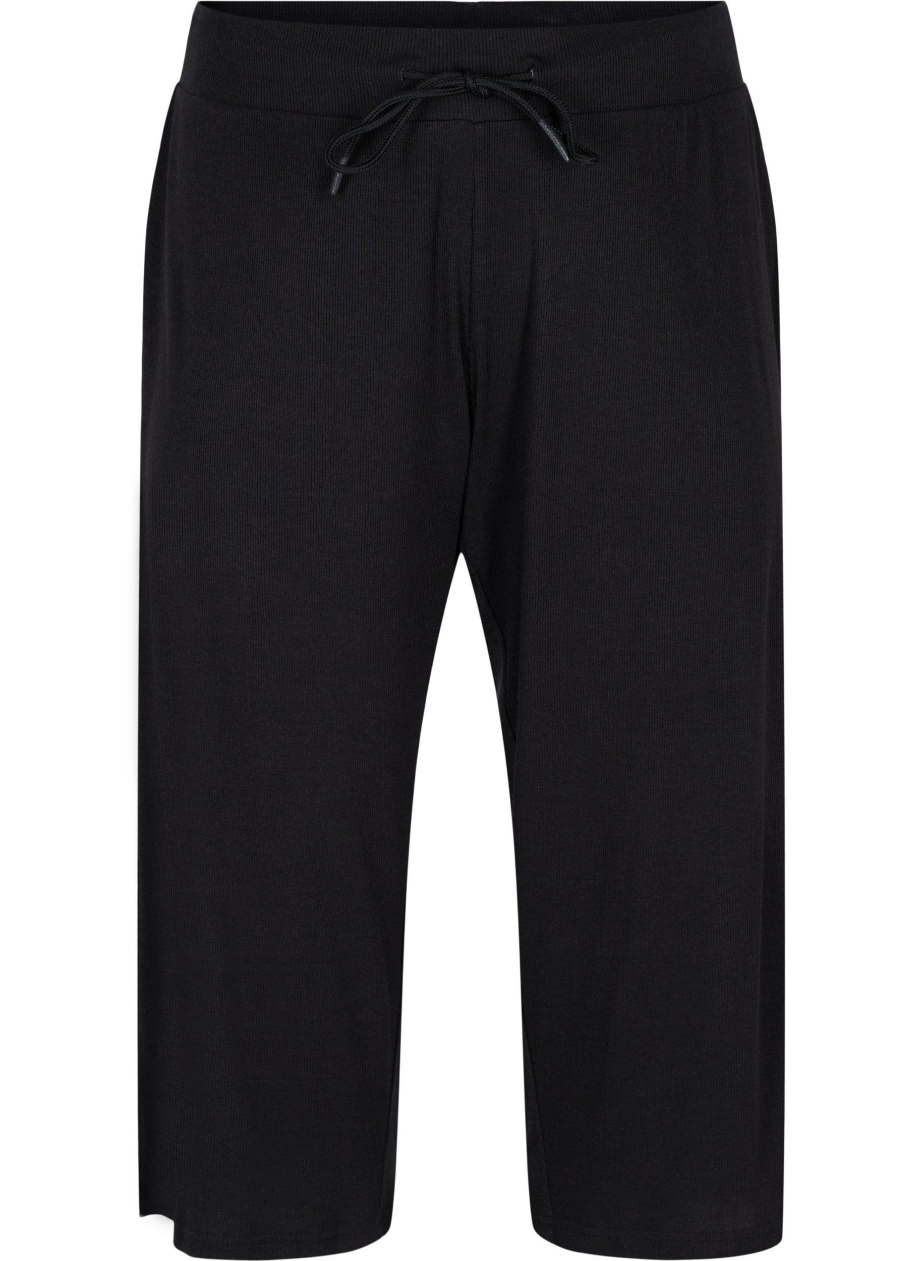 Pantalon-culotte ample en qualité côtelée, Black, Packshot image number 0