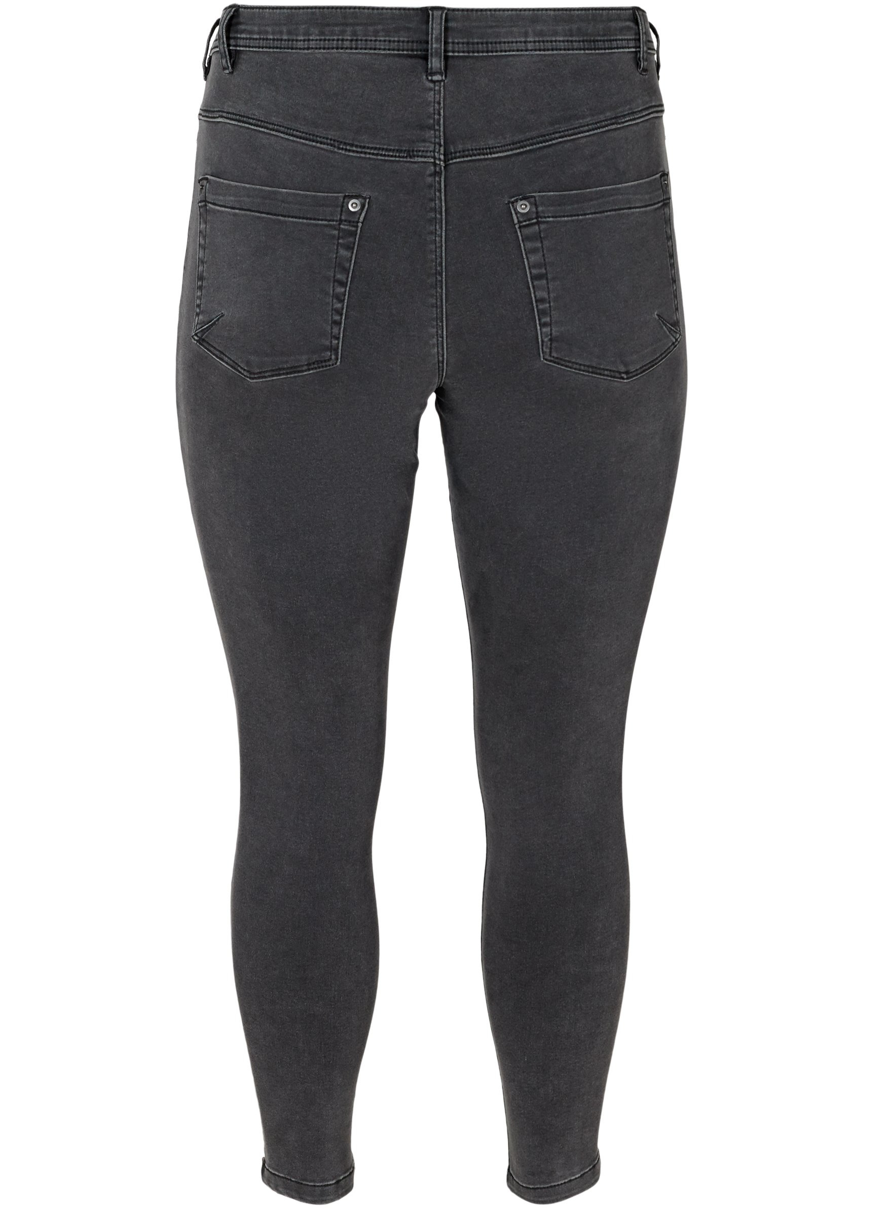 Cropped Amy jeans met rits, Grey Denim, Packshot image number 1