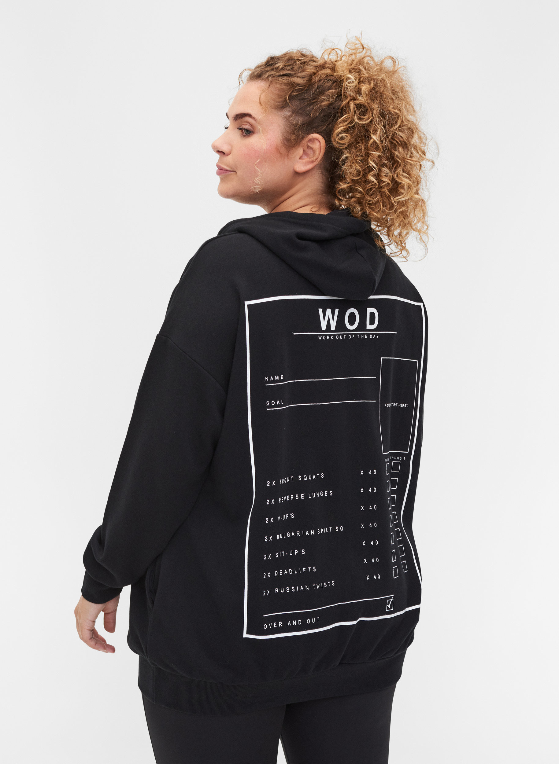 Sweat vest met capuchon en print, Black WOD, Model image number 1
