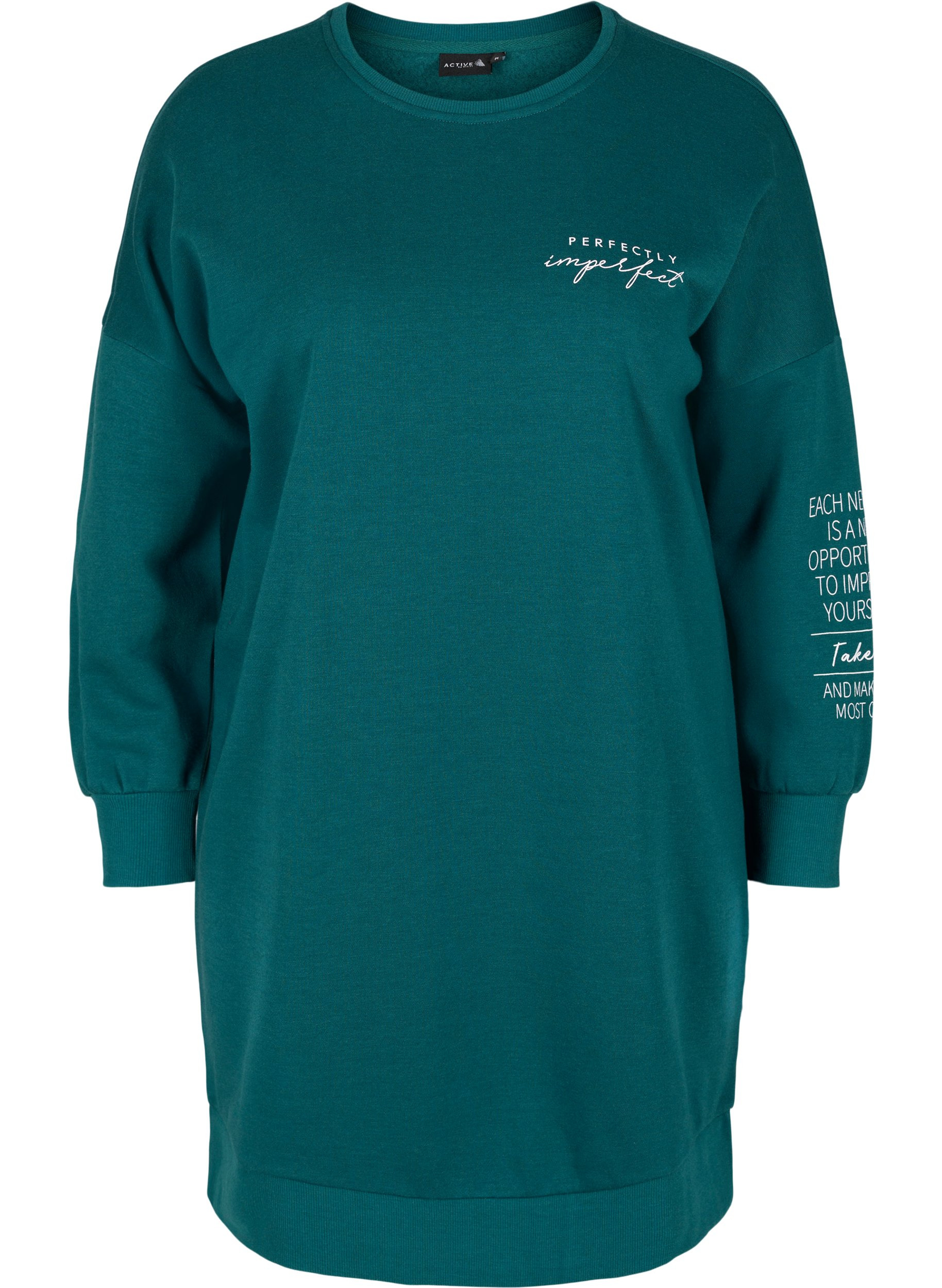 Robe sweat chiné à col rond, Deep Teal, Packshot image number 0