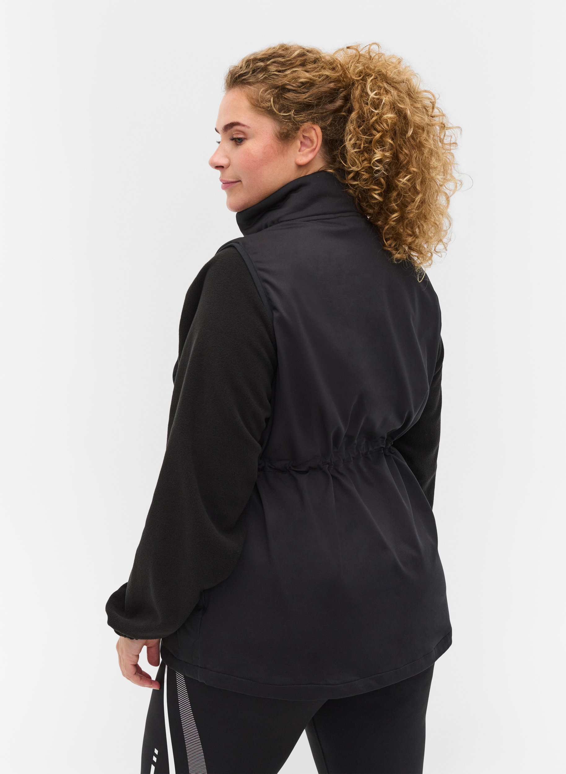 Vest met elastiek in de taille, Black, Model image number 1