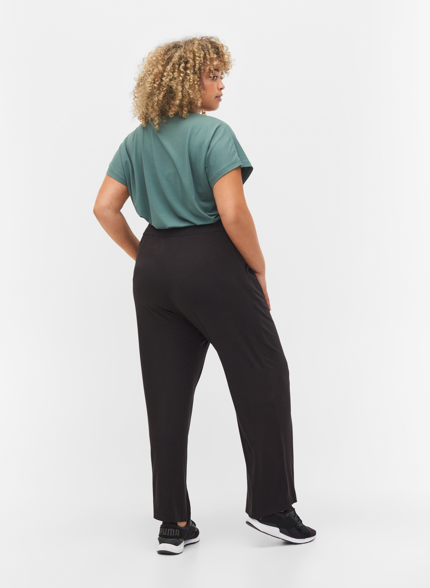 Pantalon de sport en viscose avec poches, Black, Model image number 1