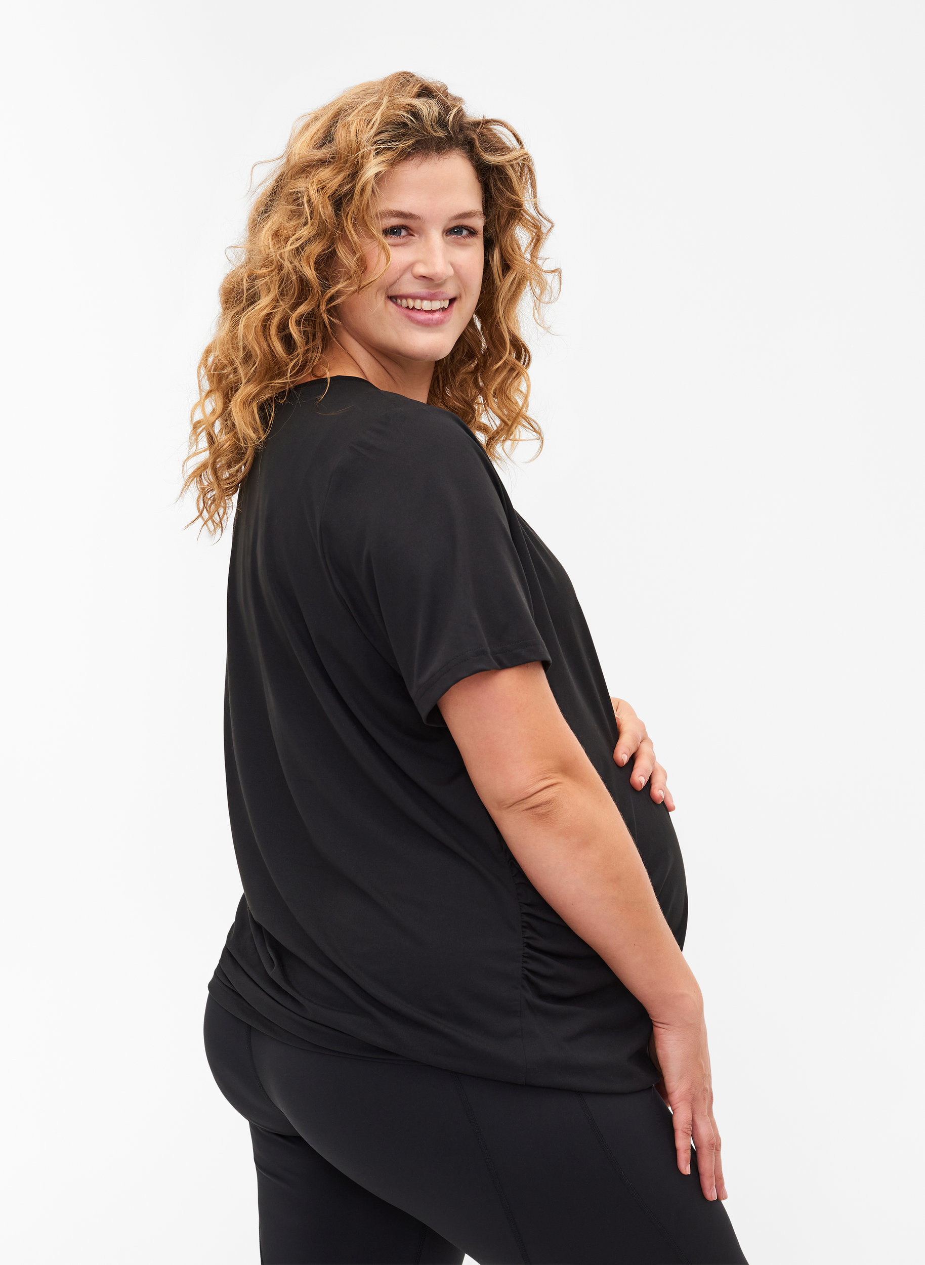 T-shirt d'entraînement de grossesse, Black, Model image number 1