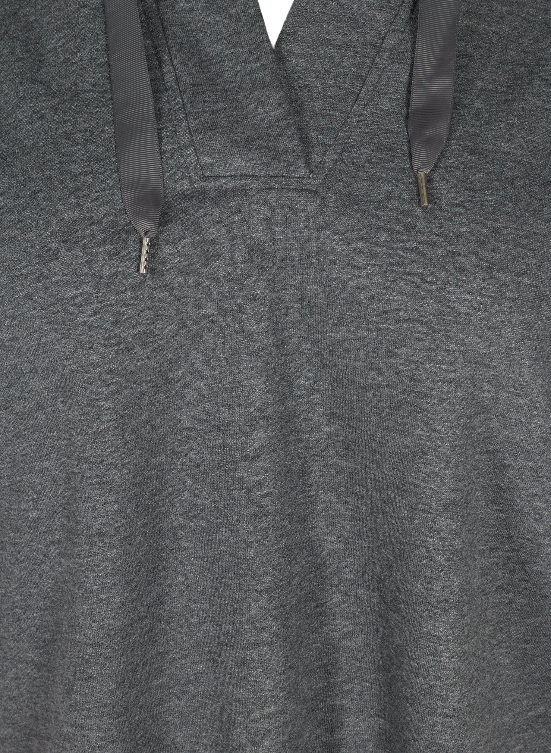 Sweatshirt met capuchon en split, Dark Grey Melange, Packshot image number 2