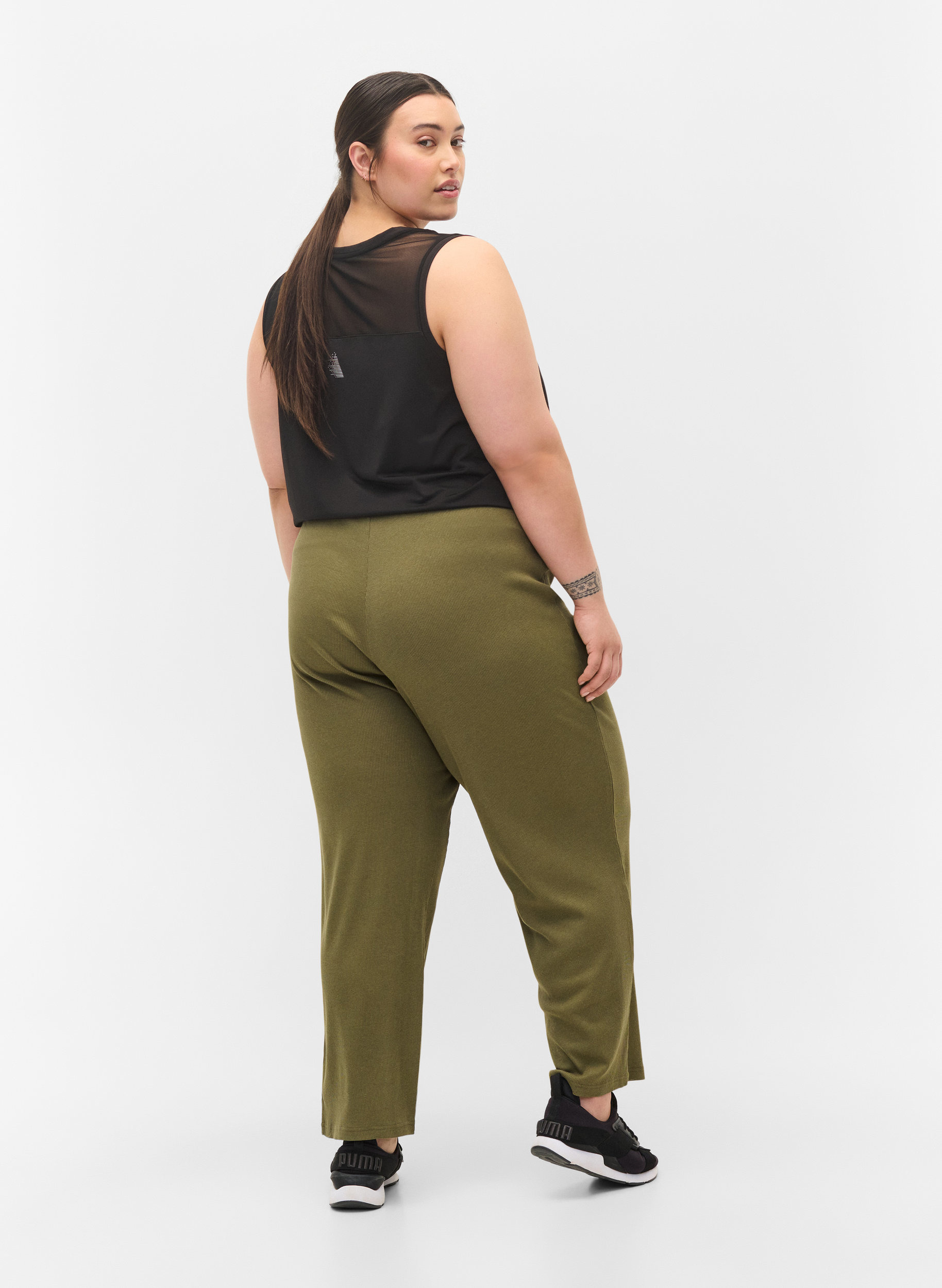 Pantalon ample en coton mélangé, Ivy Green, Model image number 1