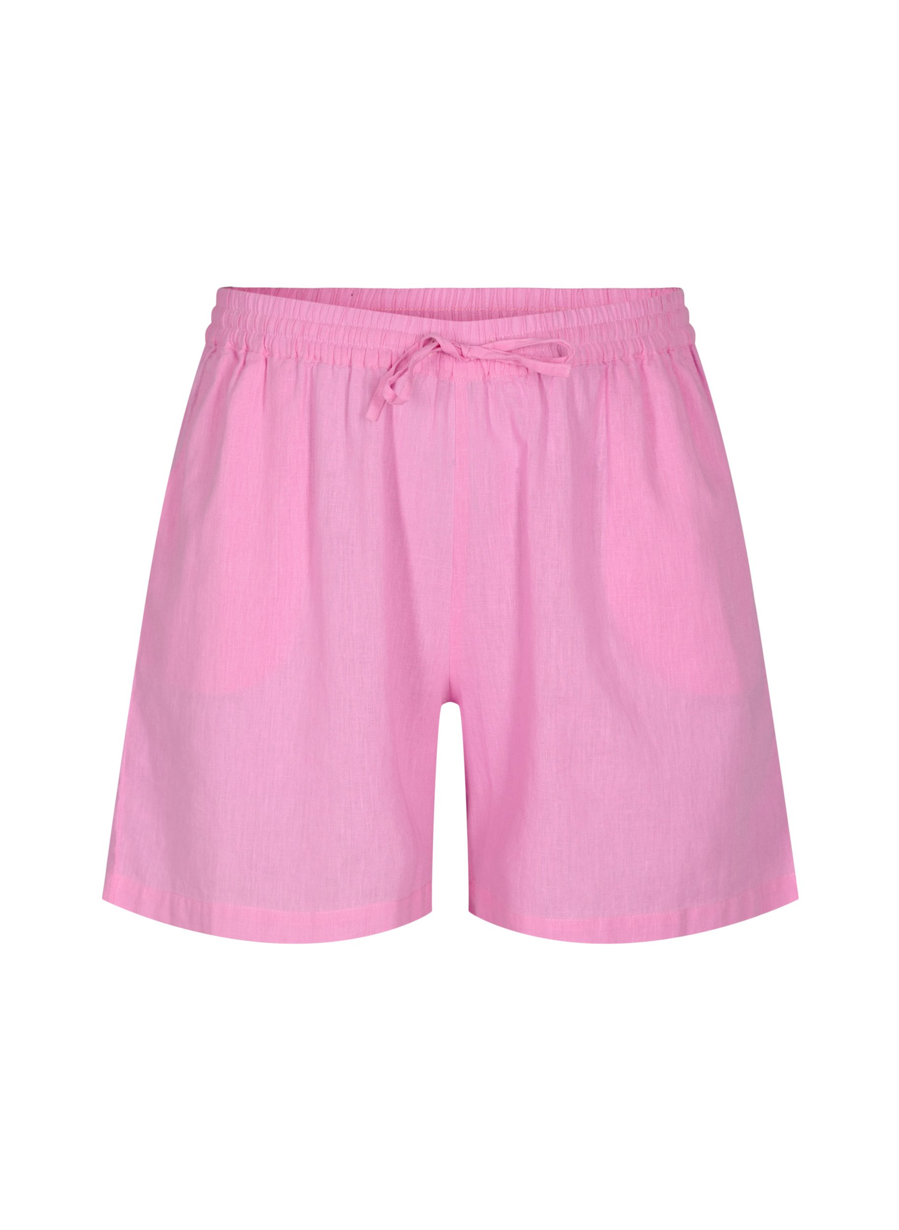 Losse shorts in katoenmix met linnen, Begonia Pink, Packshot