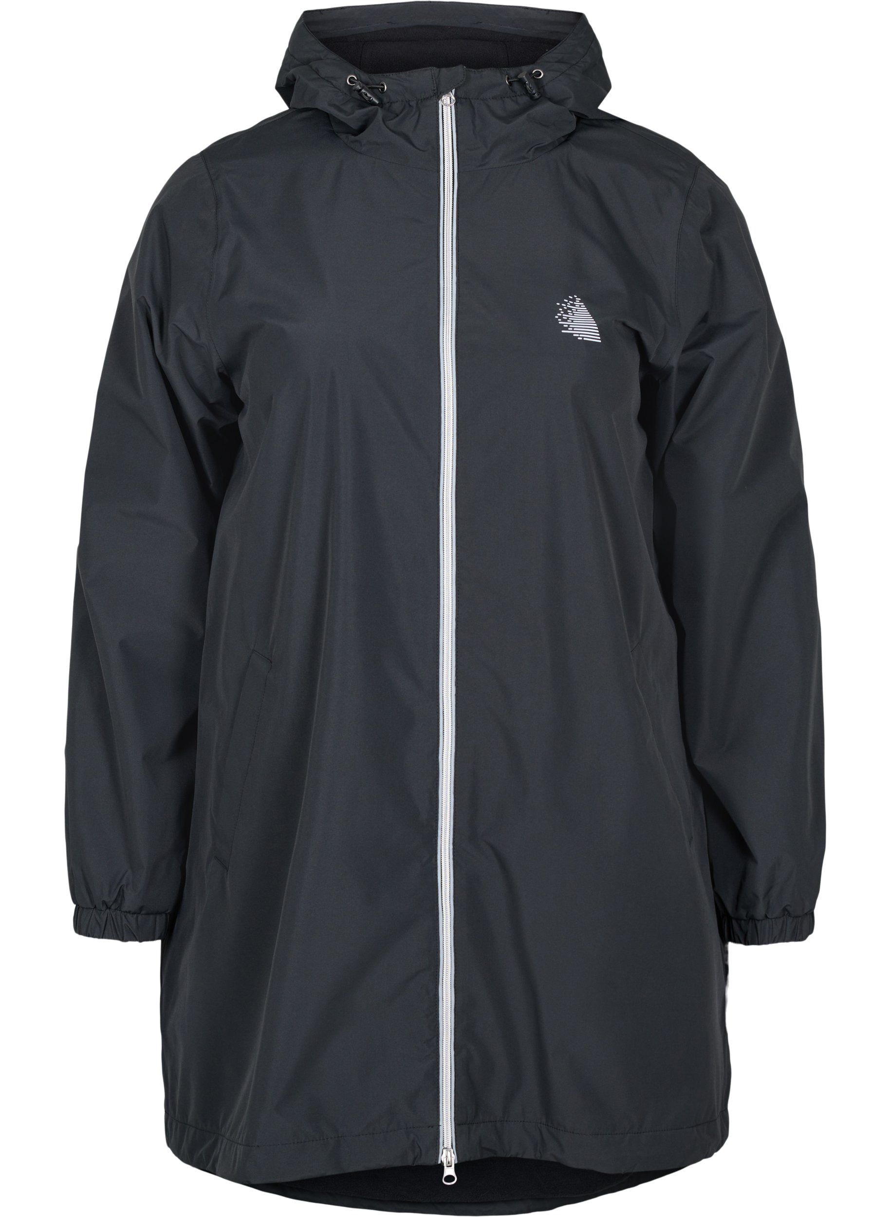 Veste de pluie à capuche avec bande réfléchissantes, Black, Packshot image number 0